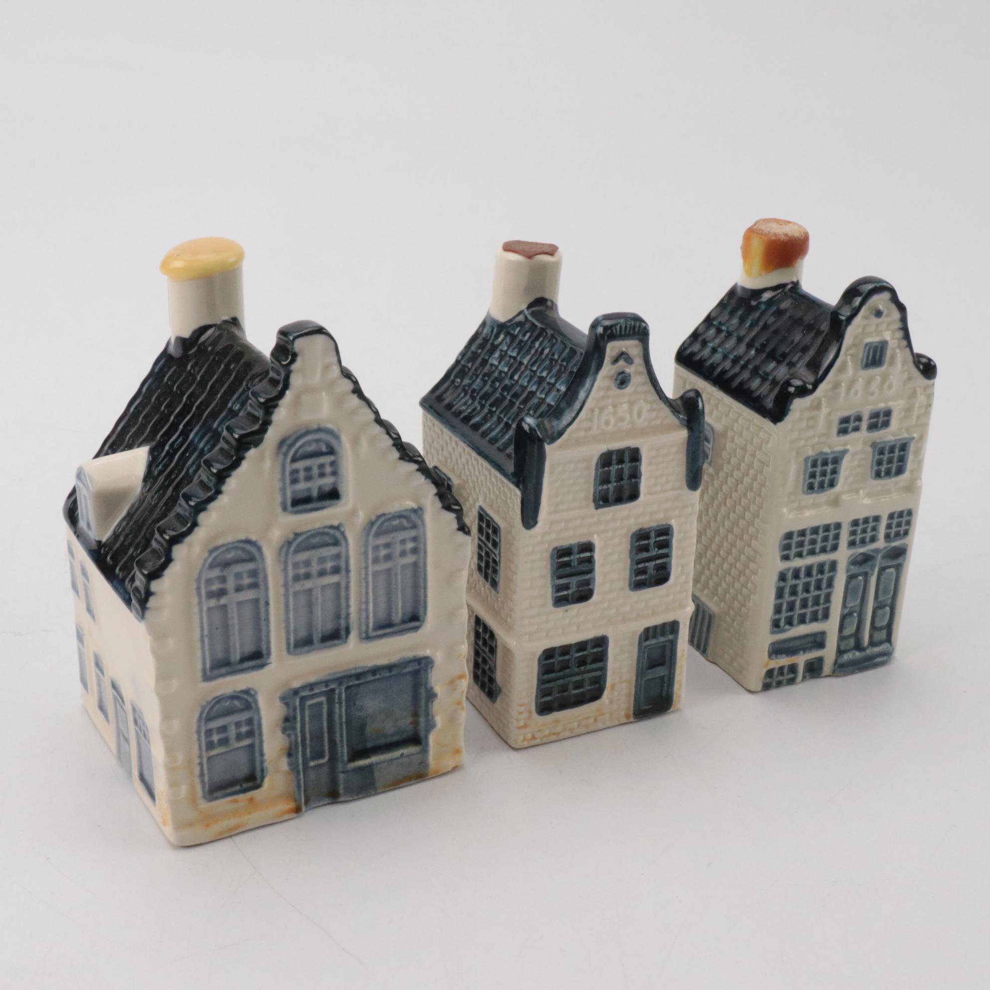 KLM Airlines Blue Delft's for Rynbende Porcelain House Decanters