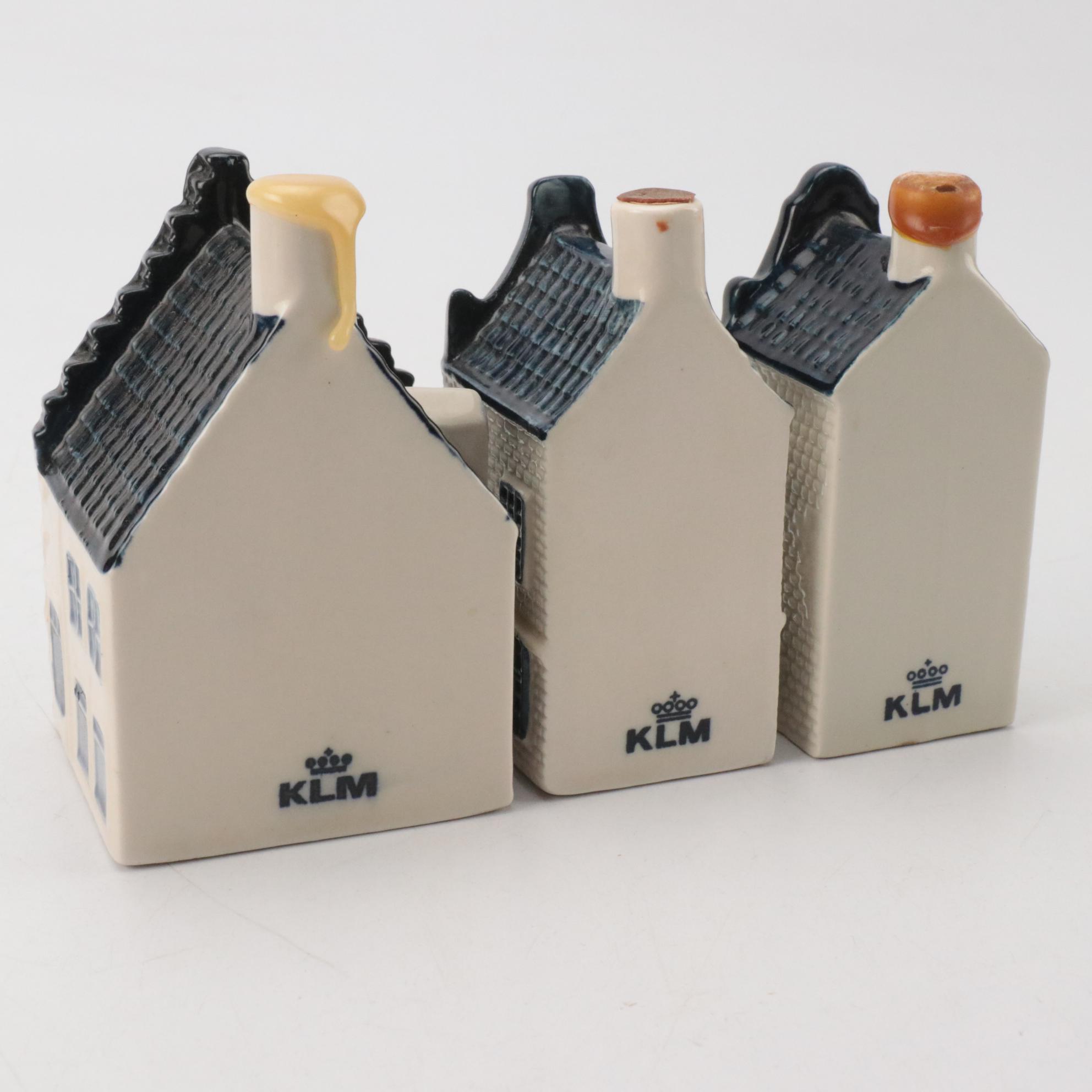 KLM Airlines Blue Delft's for Rynbende Porcelain House Decanters