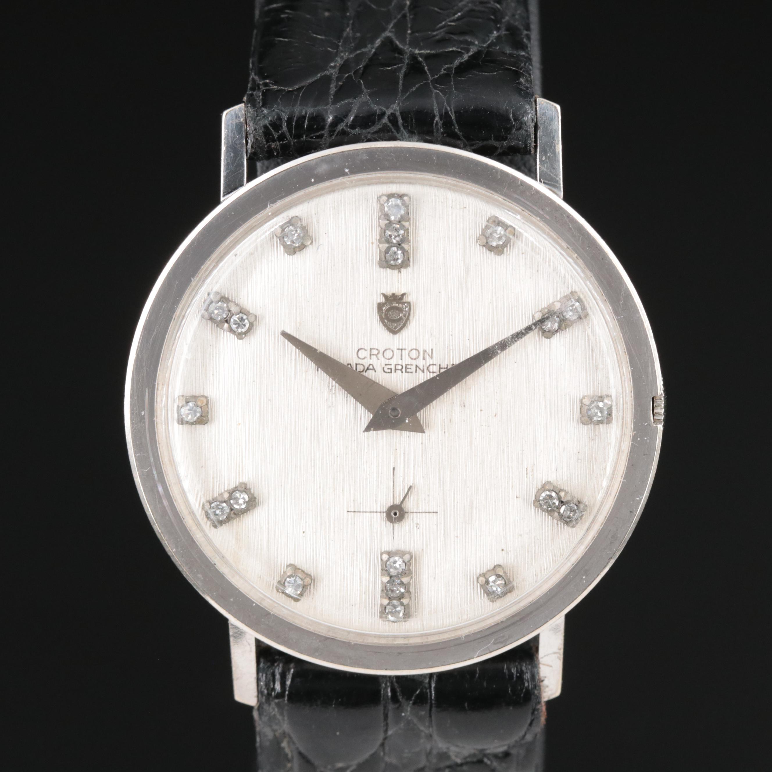 14K Croton Nivada Grenchen Diamond Watch