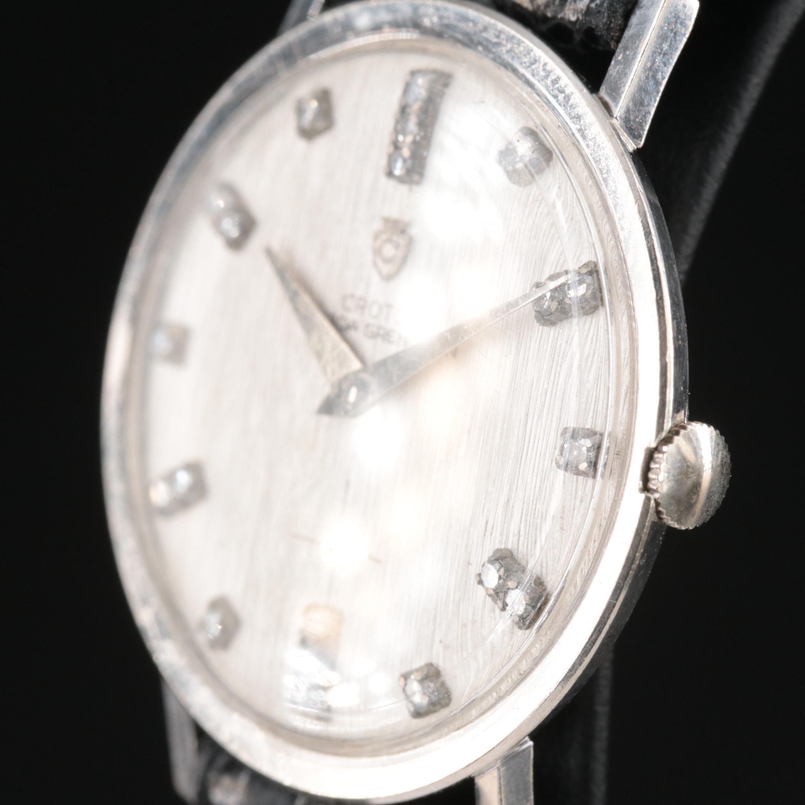 14K Croton Nivada Grenchen Diamond Watch