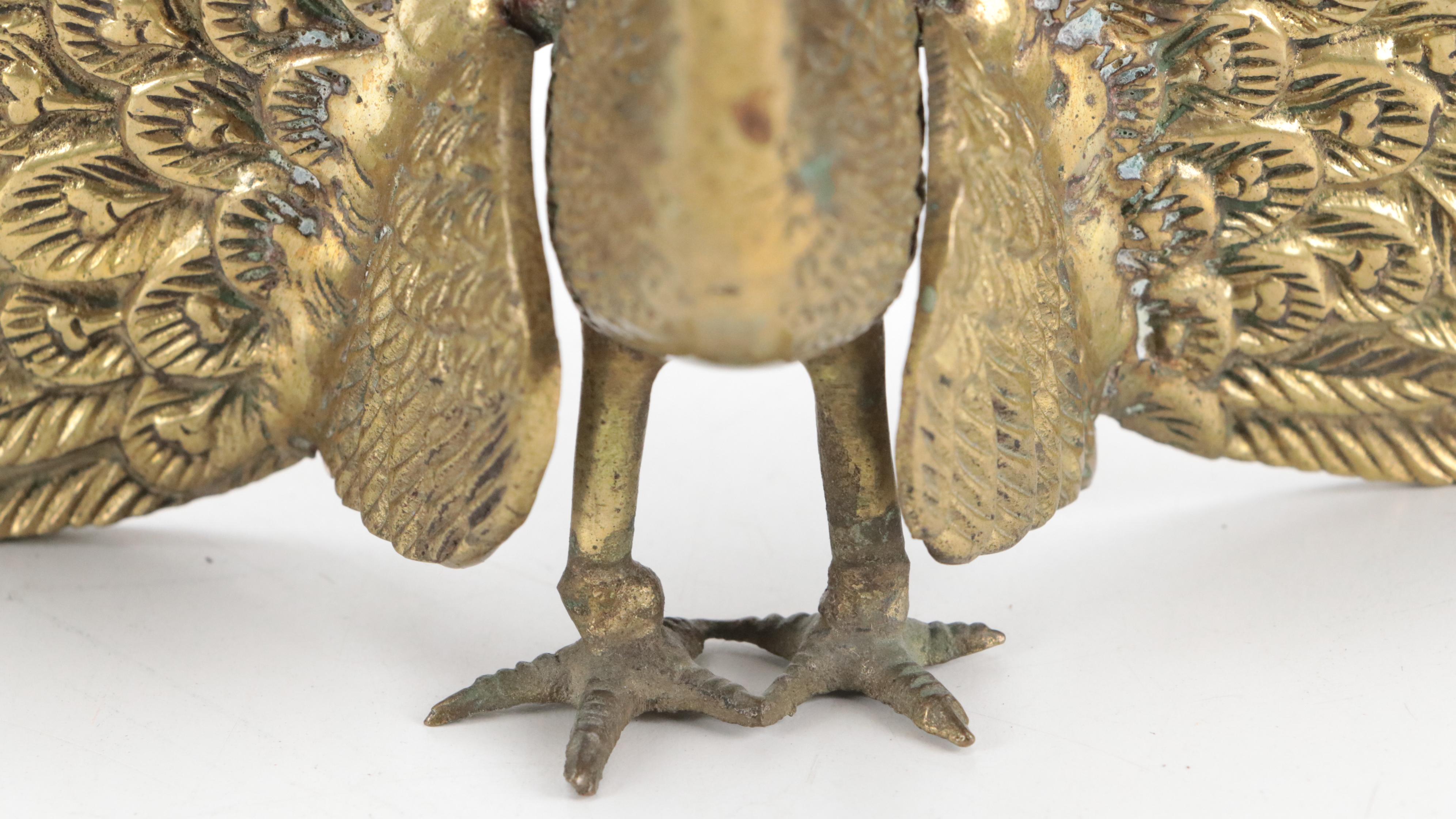 Brass Peacock Bookends