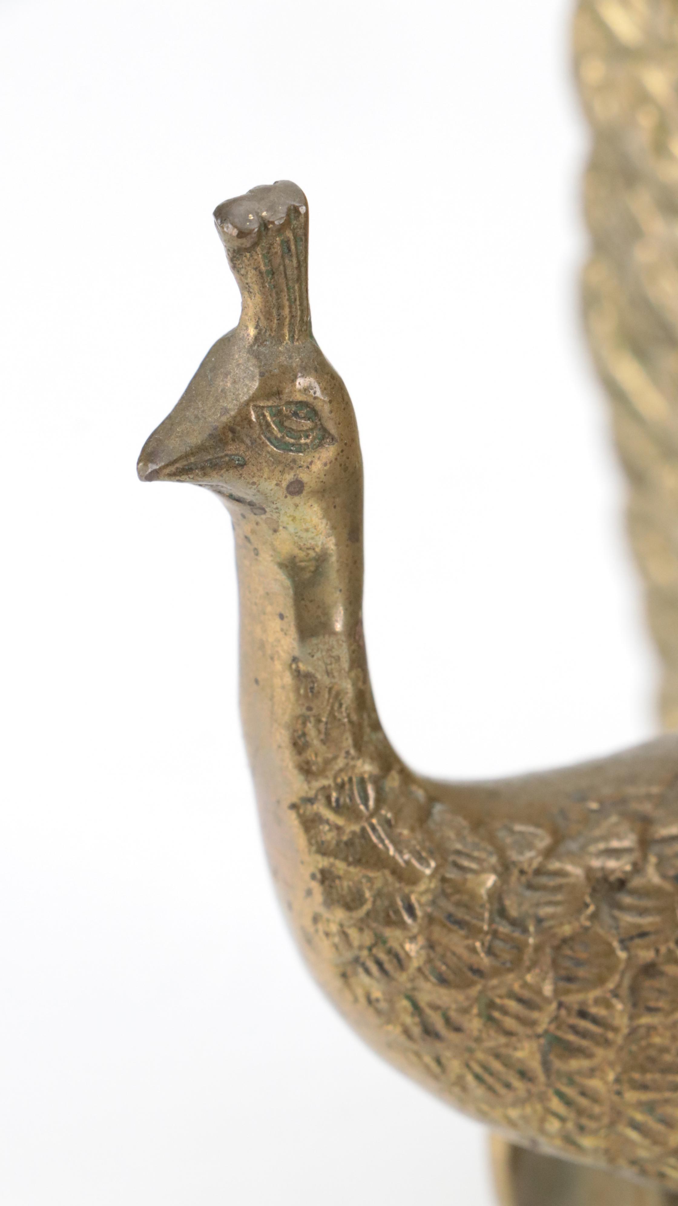 Brass Peacock Bookends