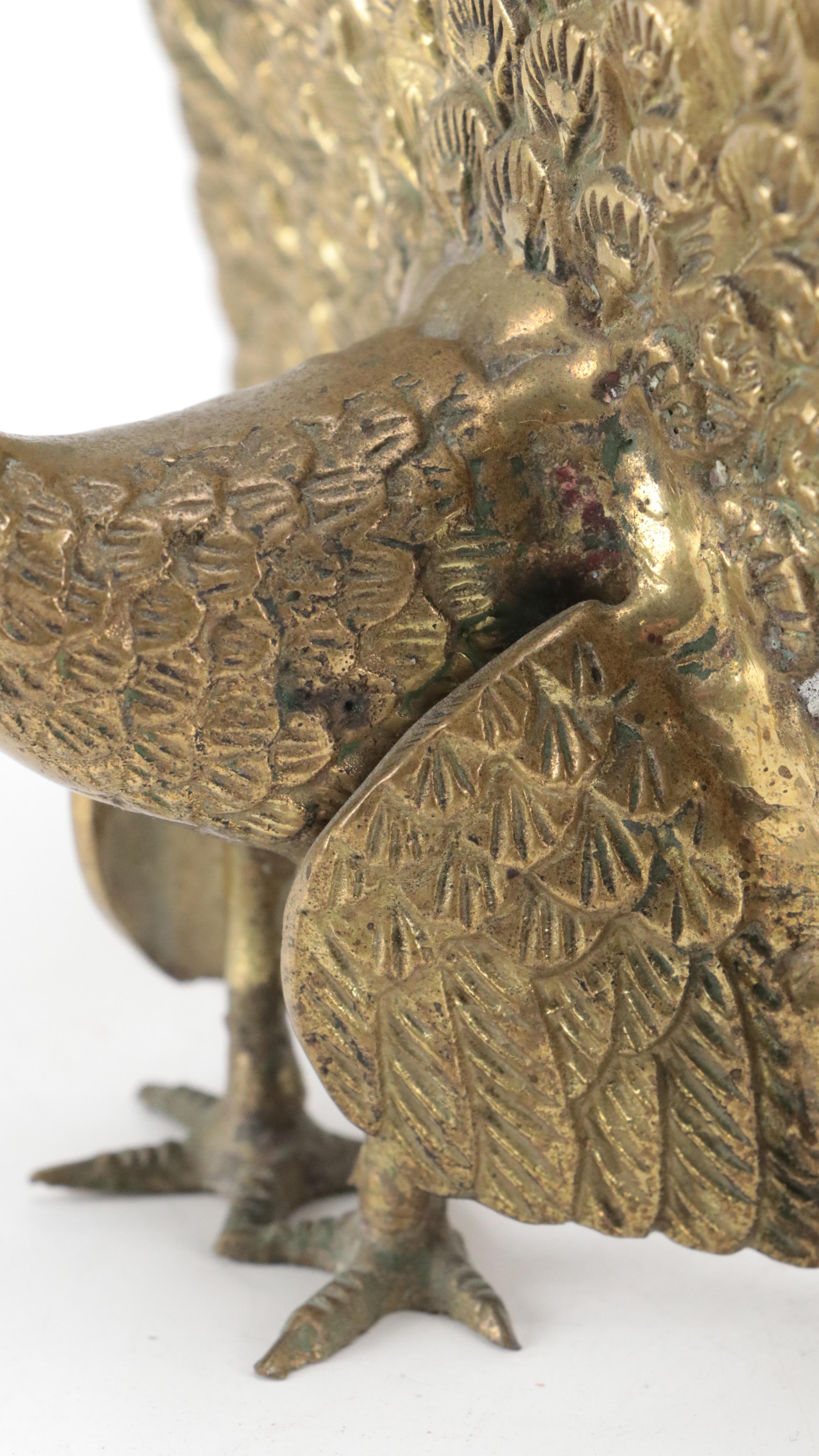 Brass Peacock Bookends