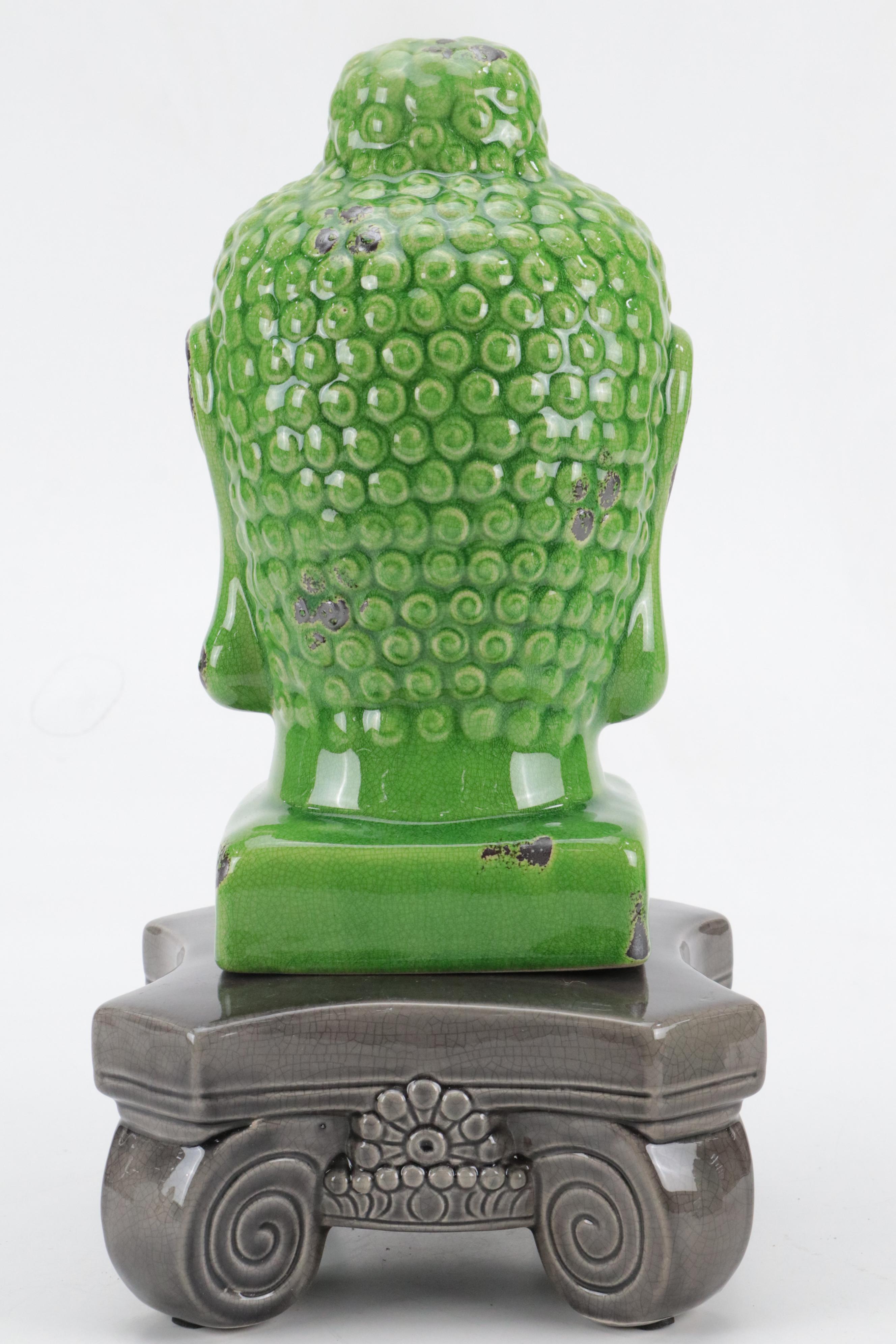 Three Hands Ceramic Pedestal Plant Stand with Buddha Statues and Wax Warmer