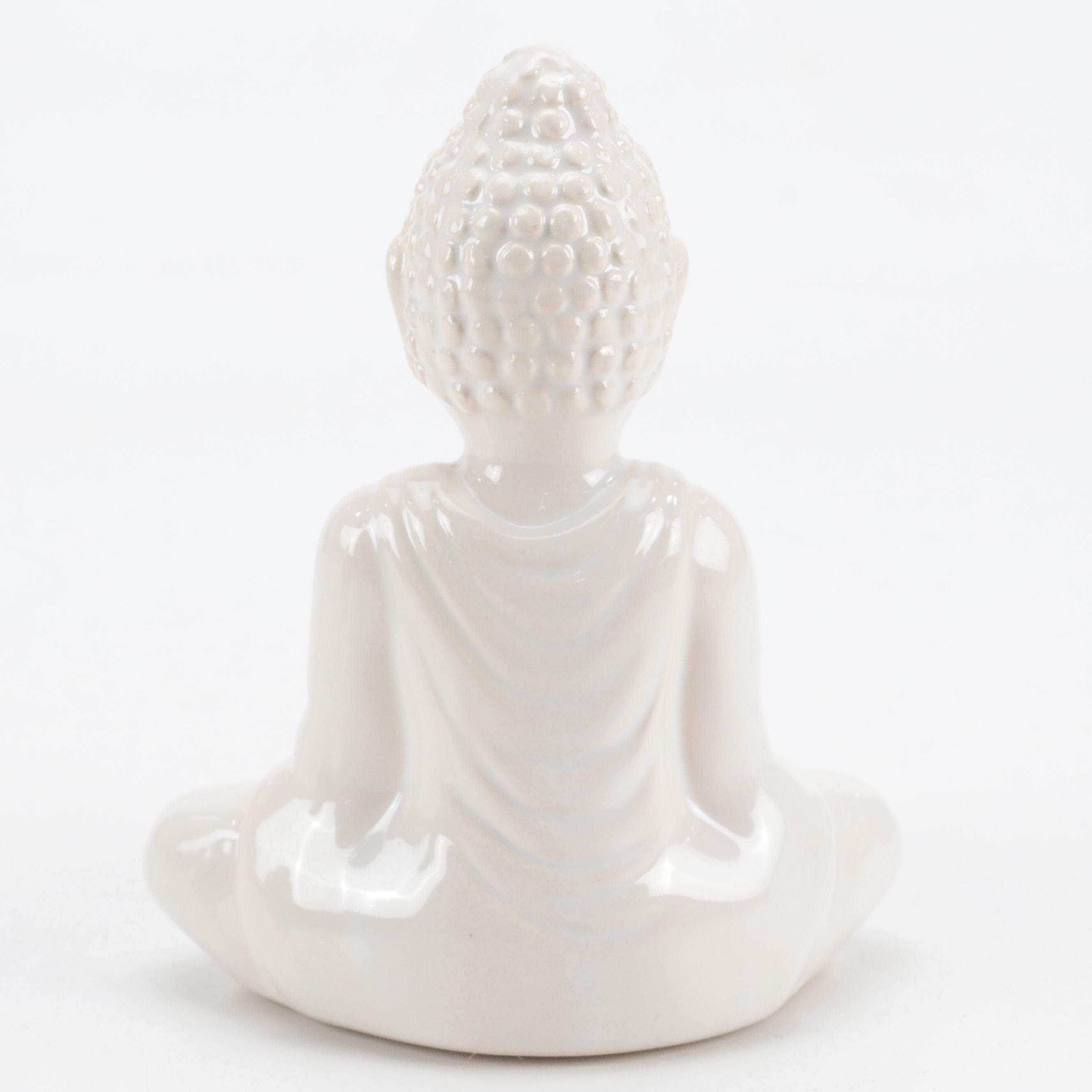 Three Hands Ceramic Pedestal Plant Stand with Buddha Statues and Wax Warmer