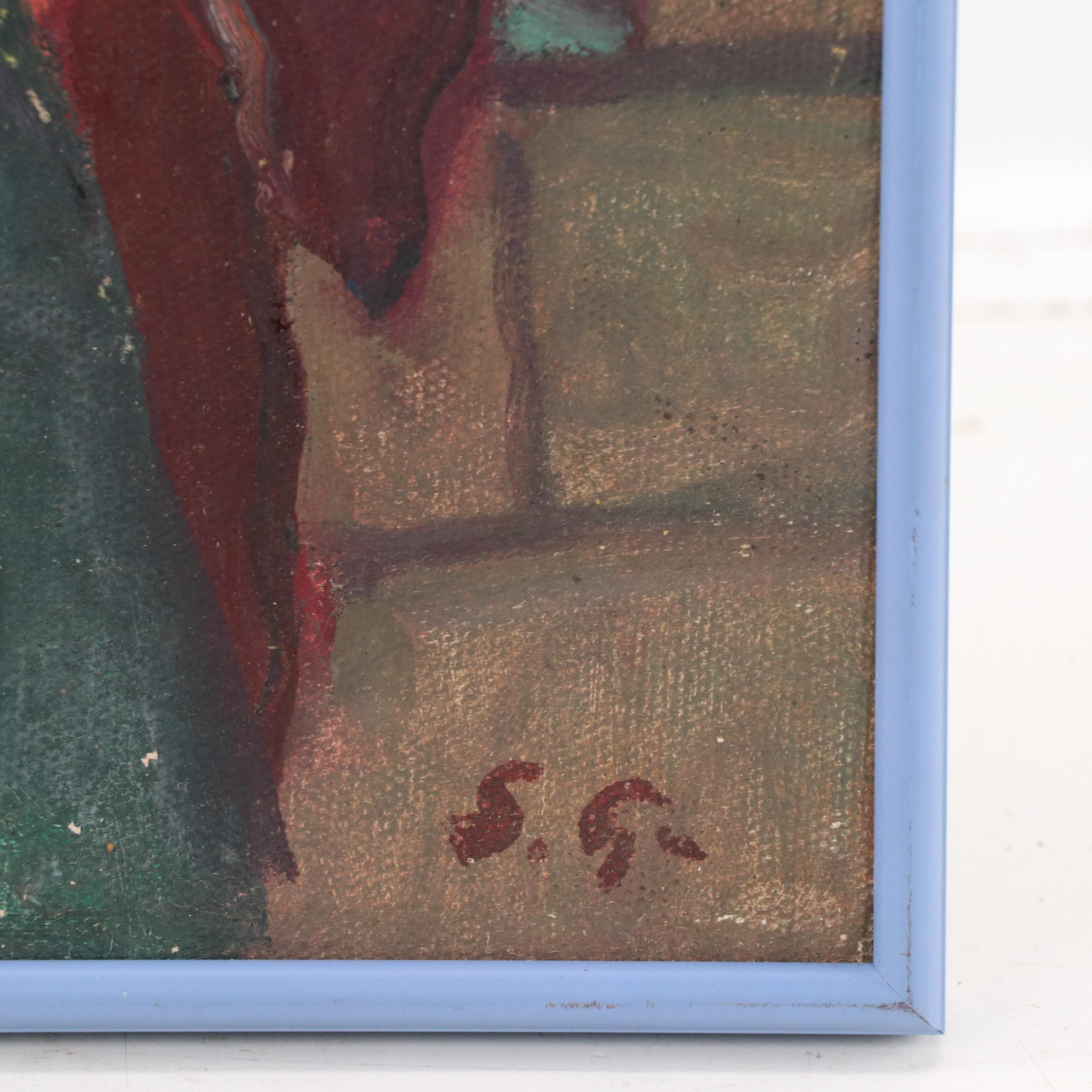 Bernhard Good Post-Impressionist Style Genre Oil Painting with Two Figures