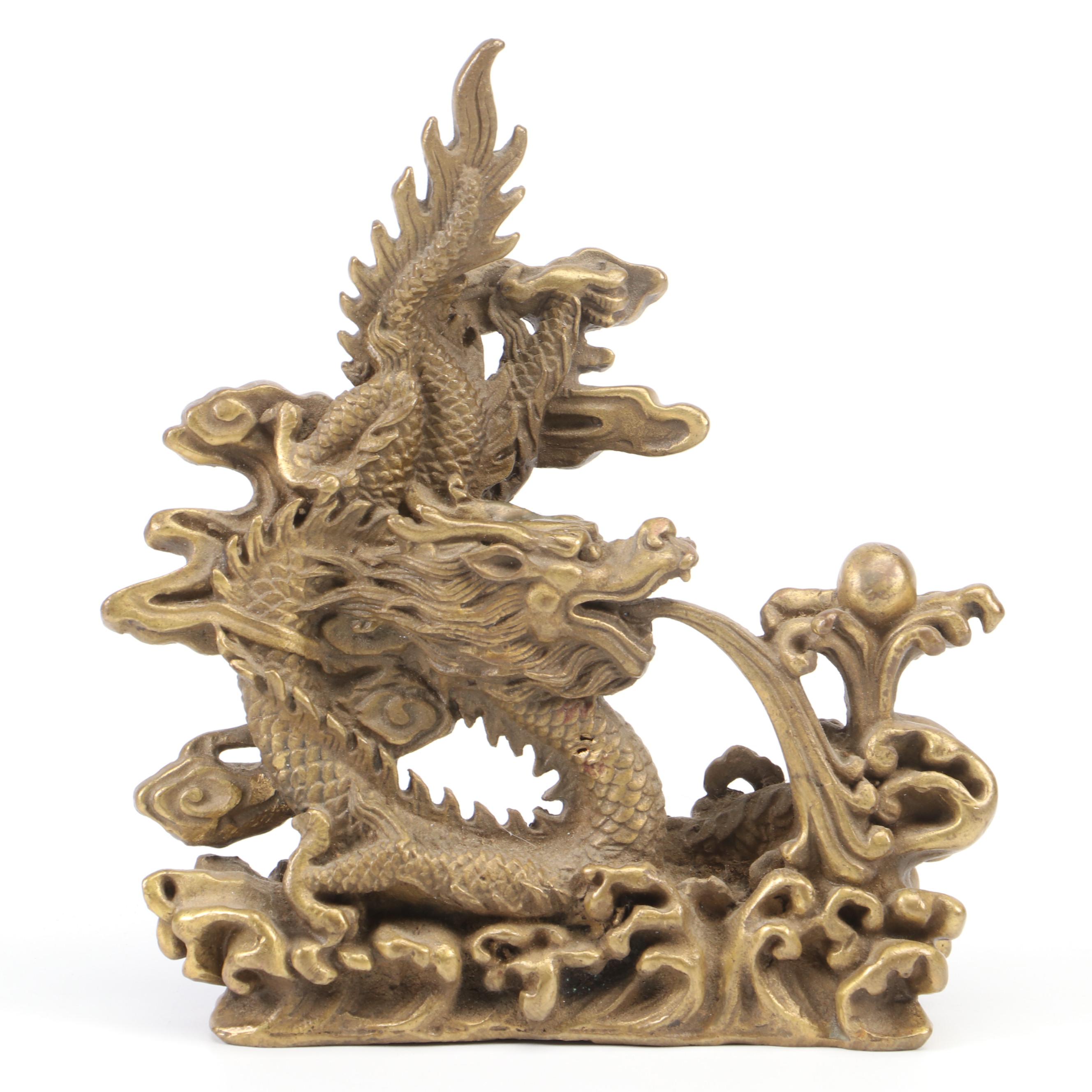 Chinese Gilt Metal Dragon Figurine, 20th Century