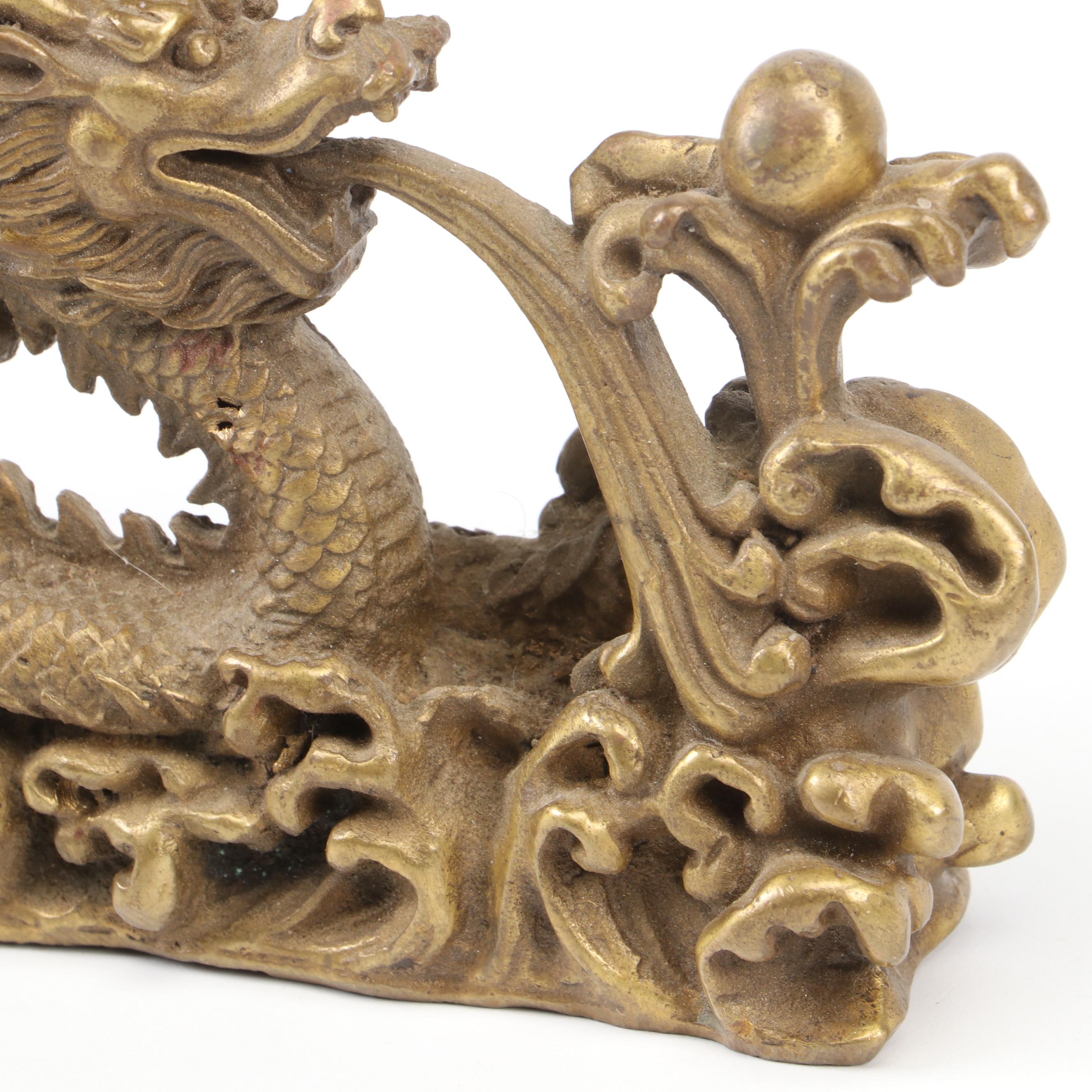 Chinese Gilt Metal Dragon Figurine, 20th Century