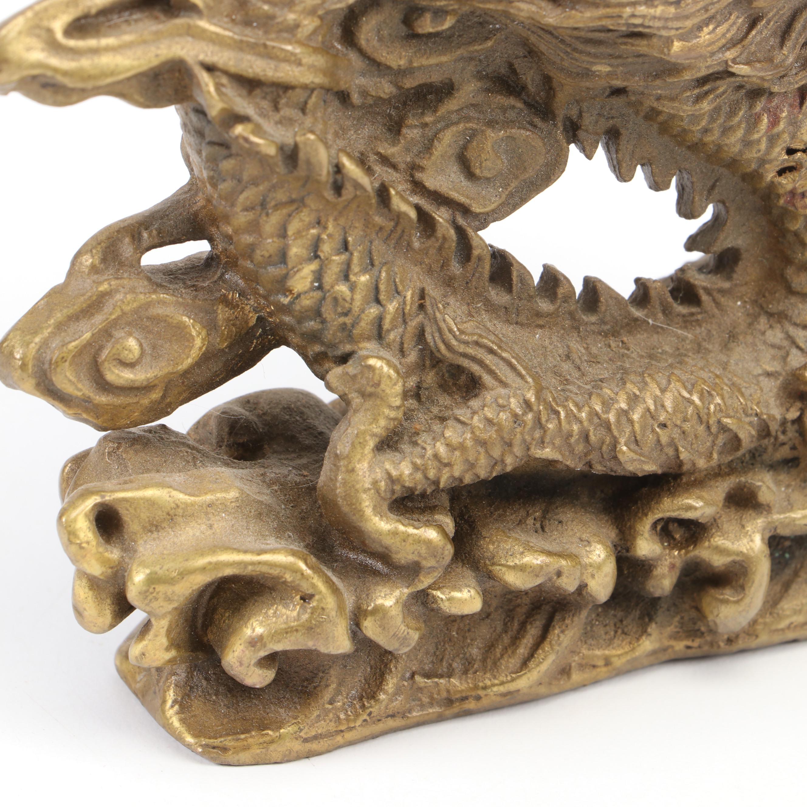 Chinese Gilt Metal Dragon Figurine, 20th Century
