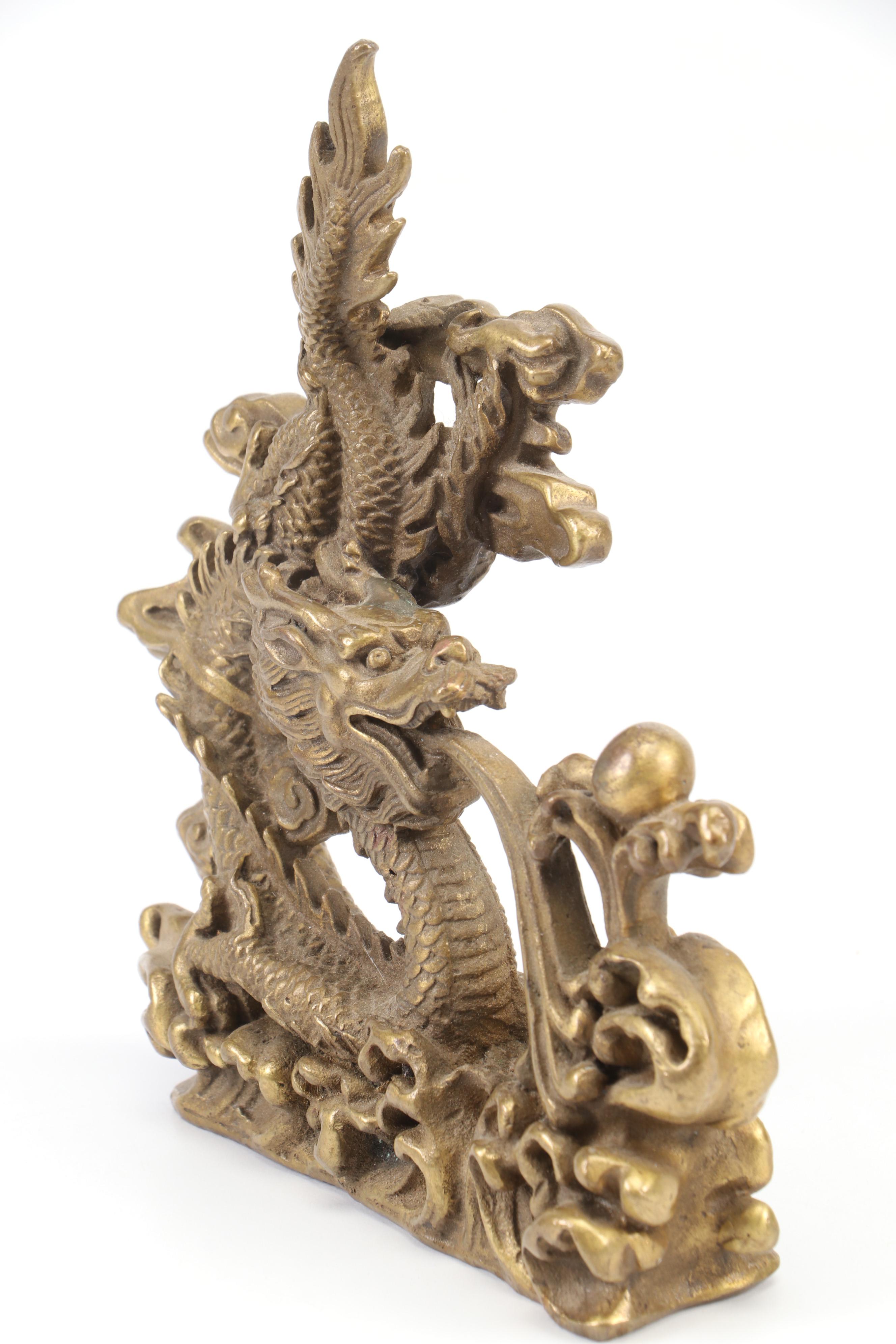 Chinese Gilt Metal Dragon Figurine, 20th Century