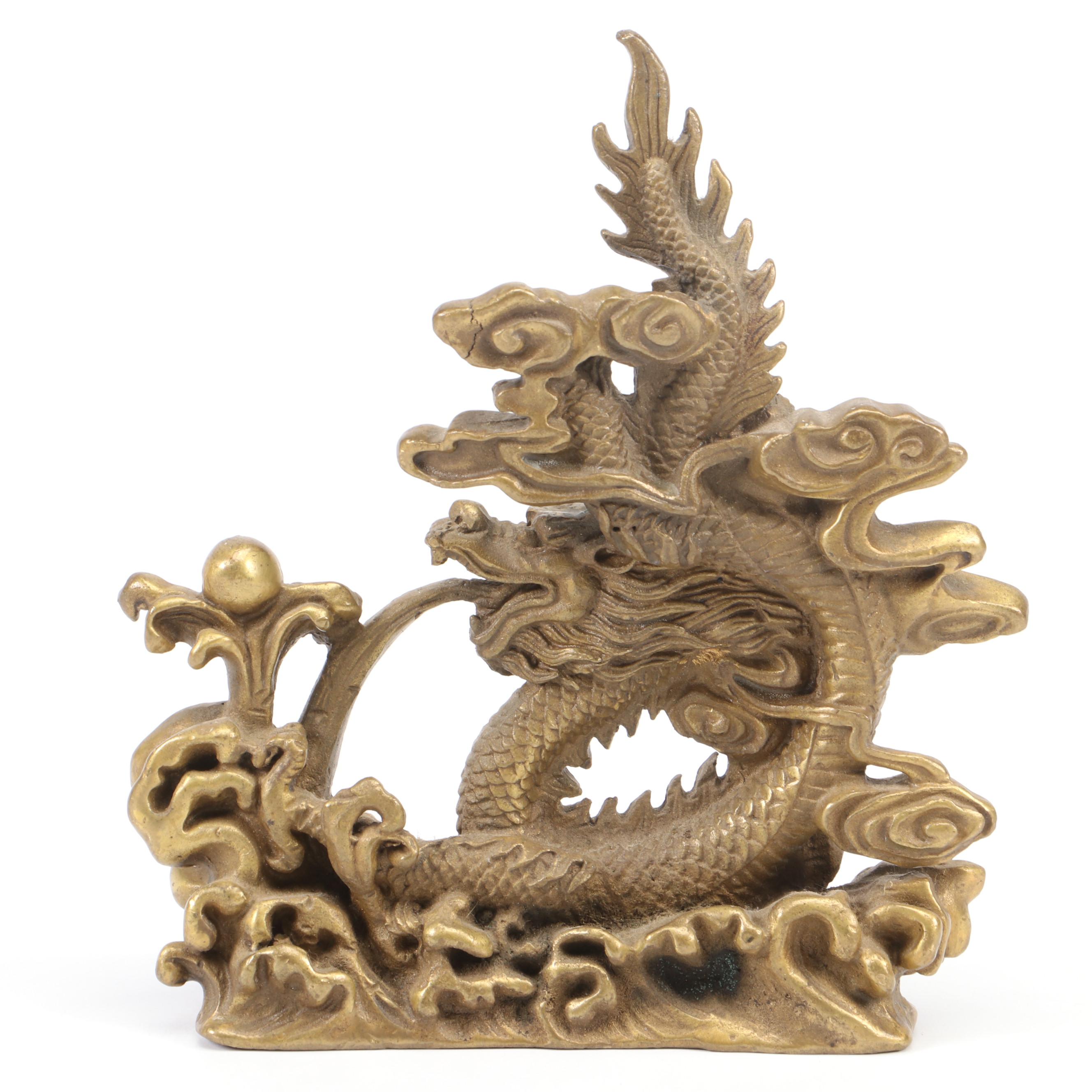 Chinese Gilt Metal Dragon Figurine, 20th Century