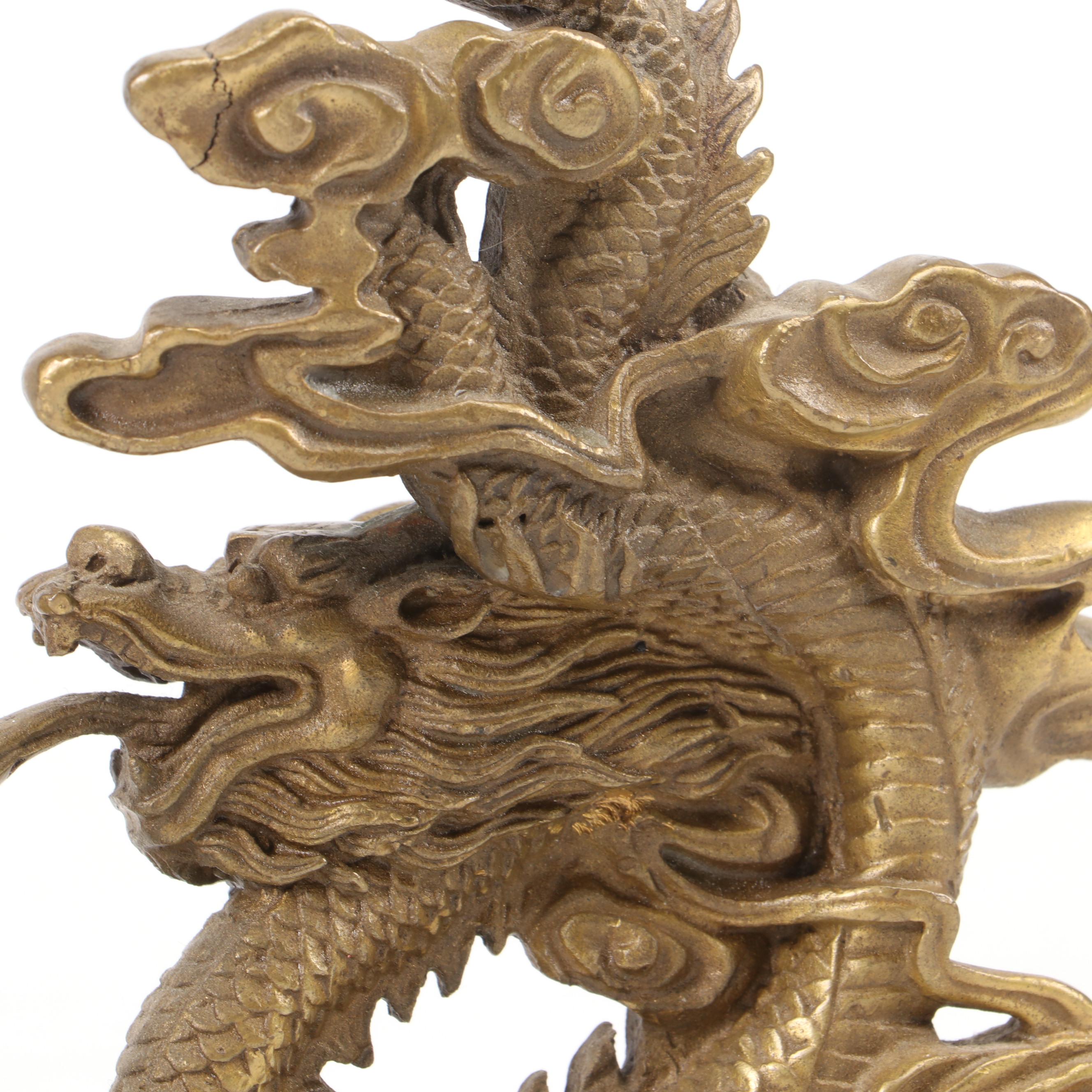 Chinese Gilt Metal Dragon Figurine, 20th Century