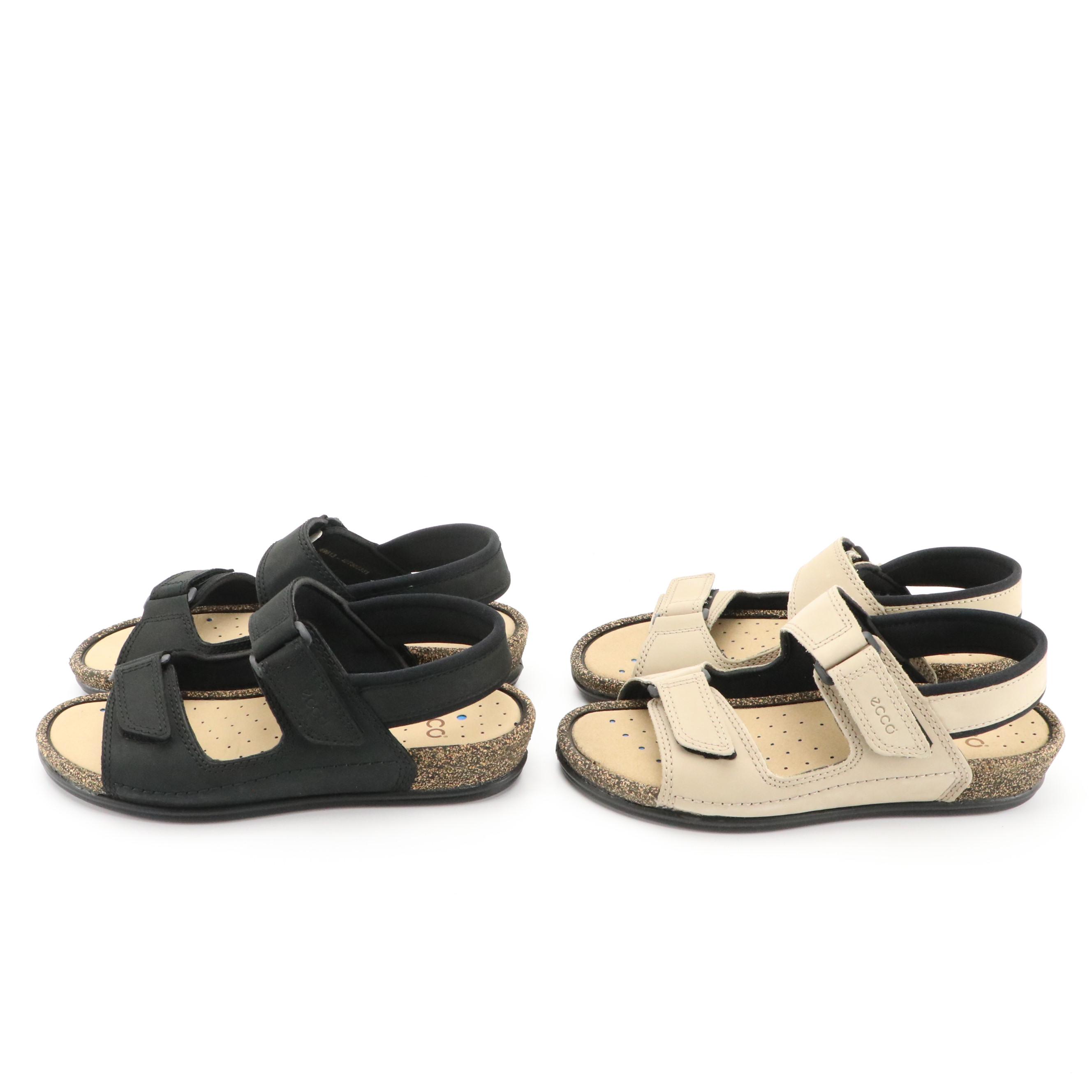 ECCO® Nubuck Leather Cosmo II Sandals with Boxes