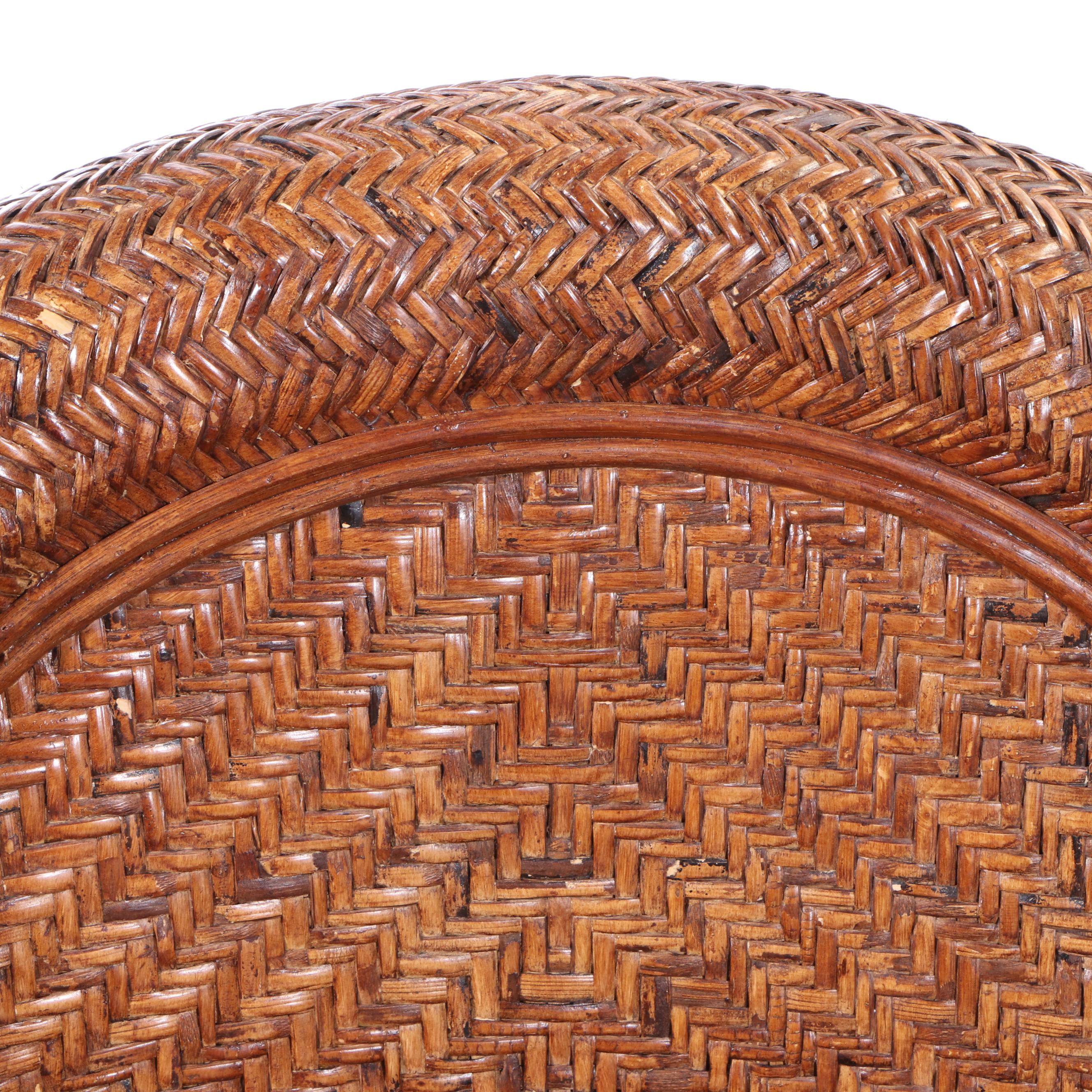 Pottery Barn "Malabar" Wicker and Rattan Lounge Chair with Ottoman