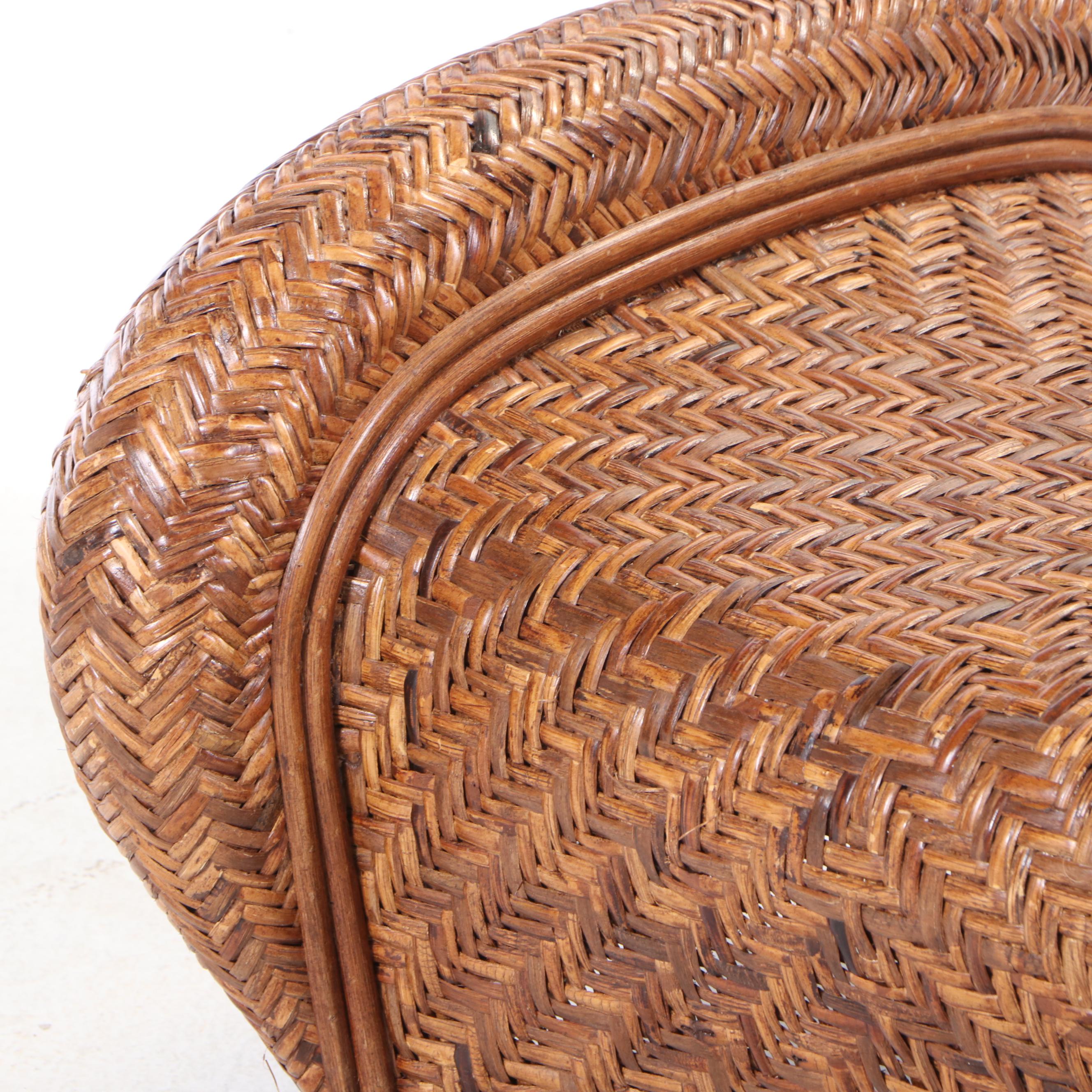 Pottery Barn "Malabar" Wicker and Rattan Lounge Chair with Ottoman