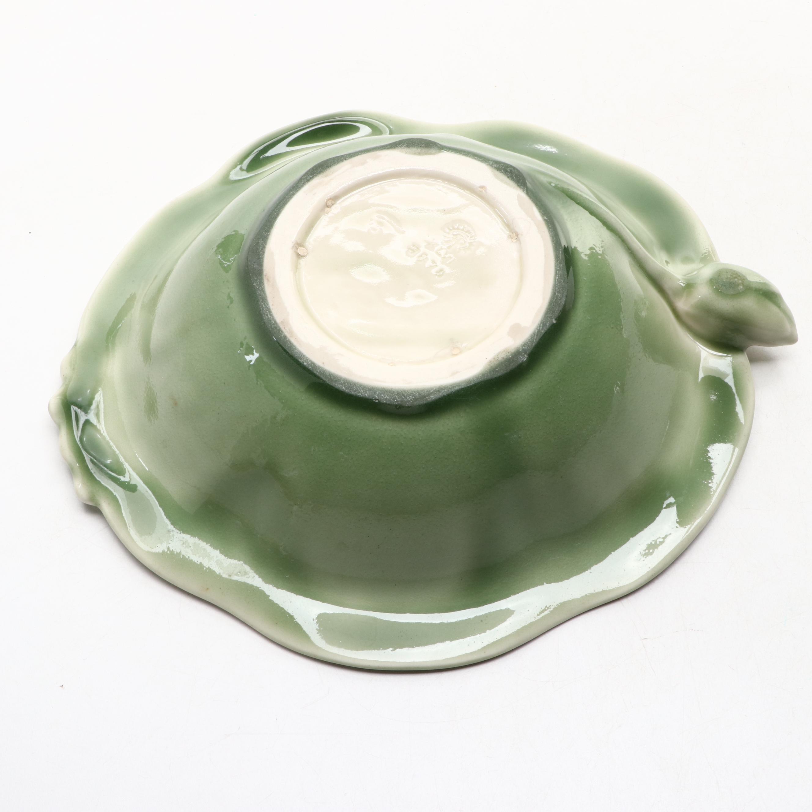 Rookwood Pottery Green Glazed Ceramic Vase and Bowl, Mid-20th Century