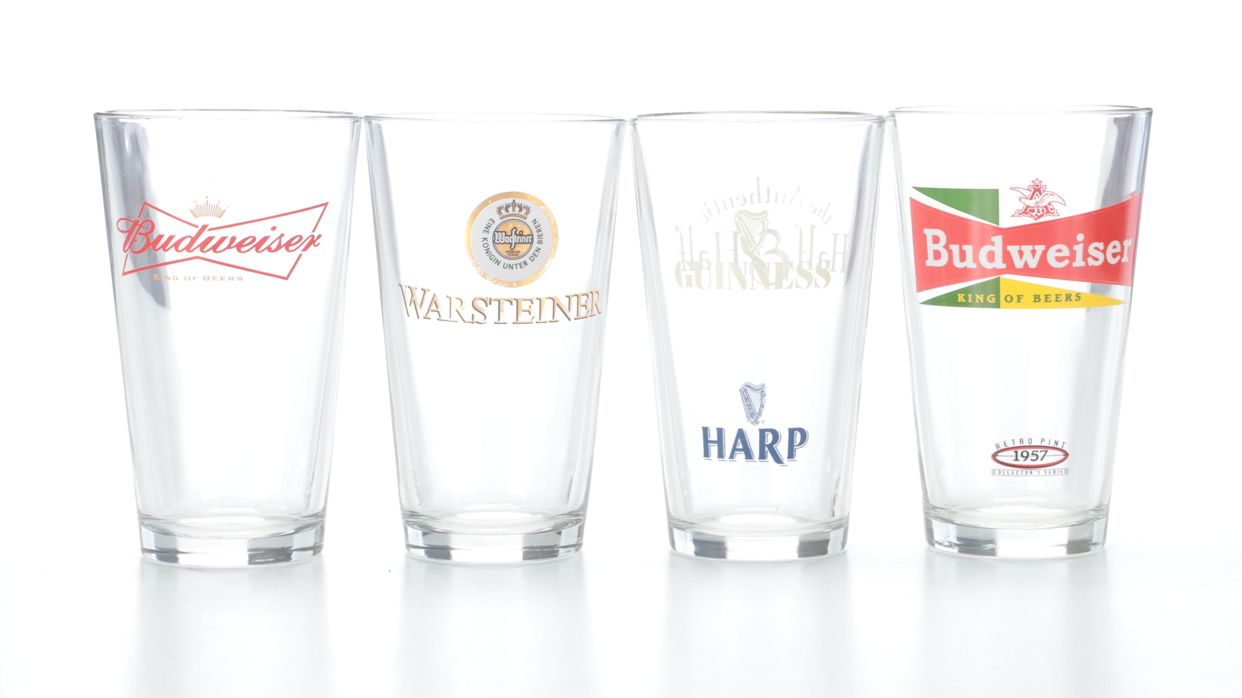 Bass and Other Advertising Pint Glasses and Sign