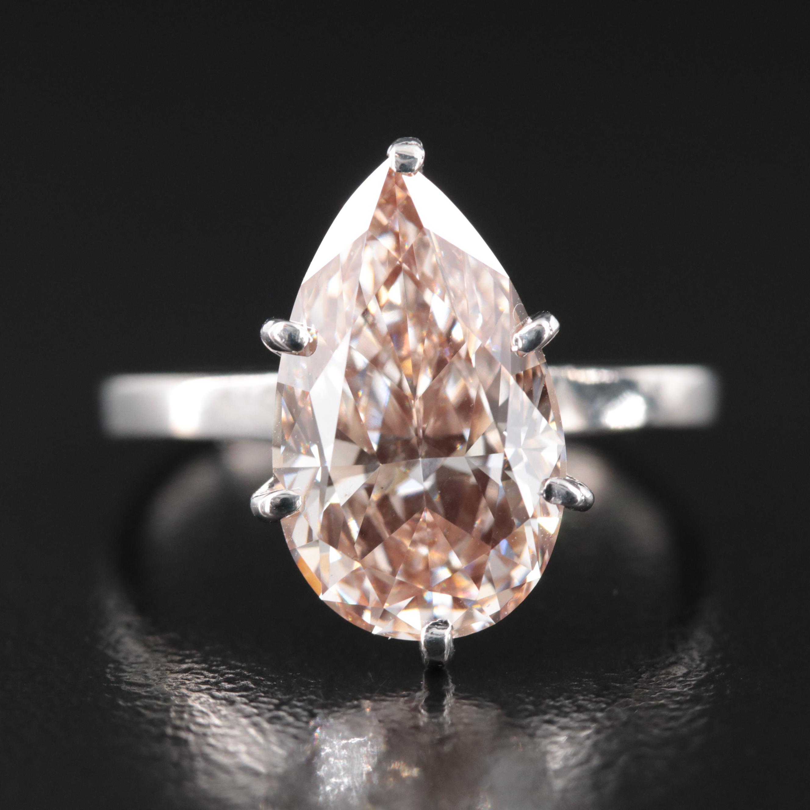 18K 5.23 CT (Origin Undetermined) Fancy Pink Diamond Solitaire Ring