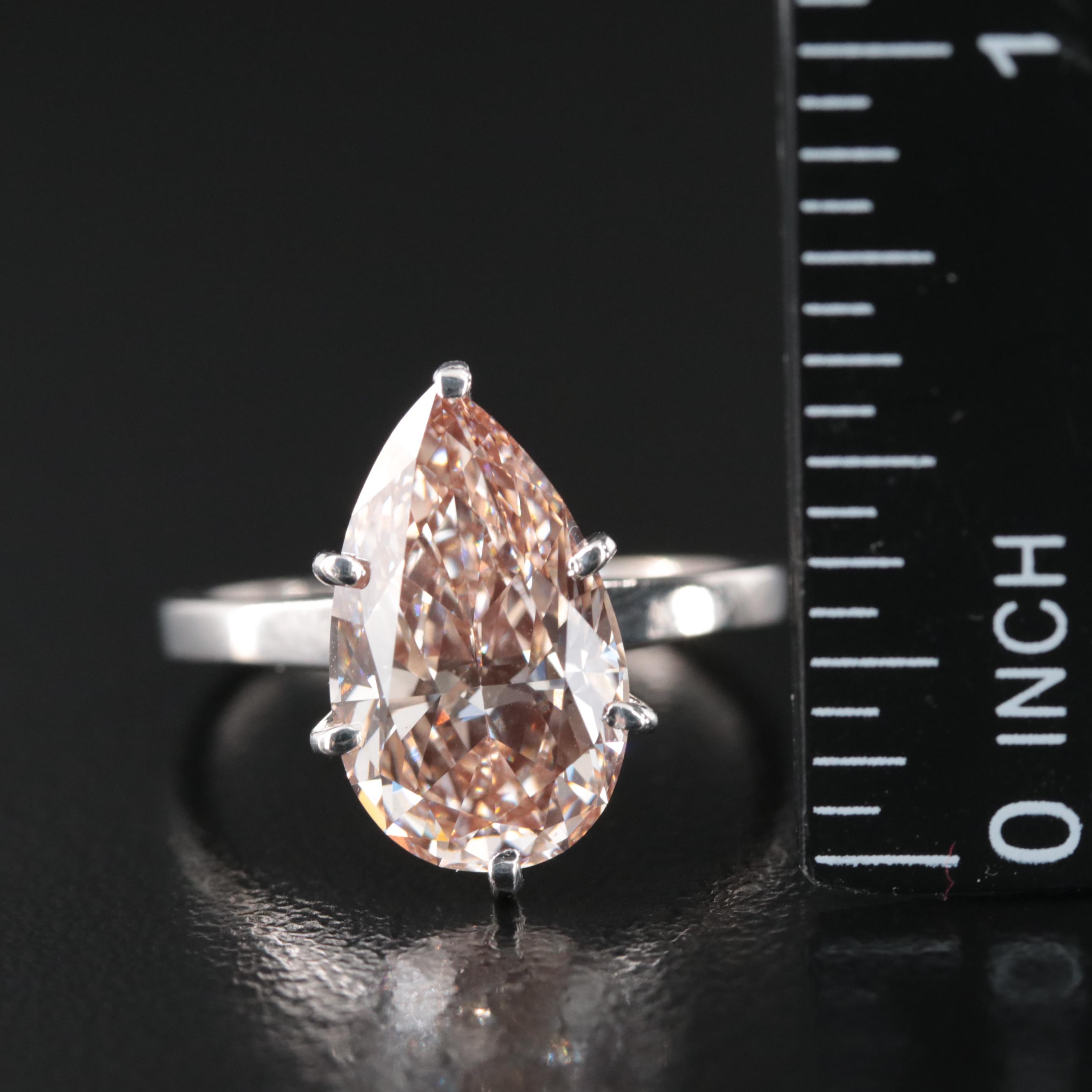 18K 5.23 CT (Origin Undetermined) Fancy Pink Diamond Solitaire Ring