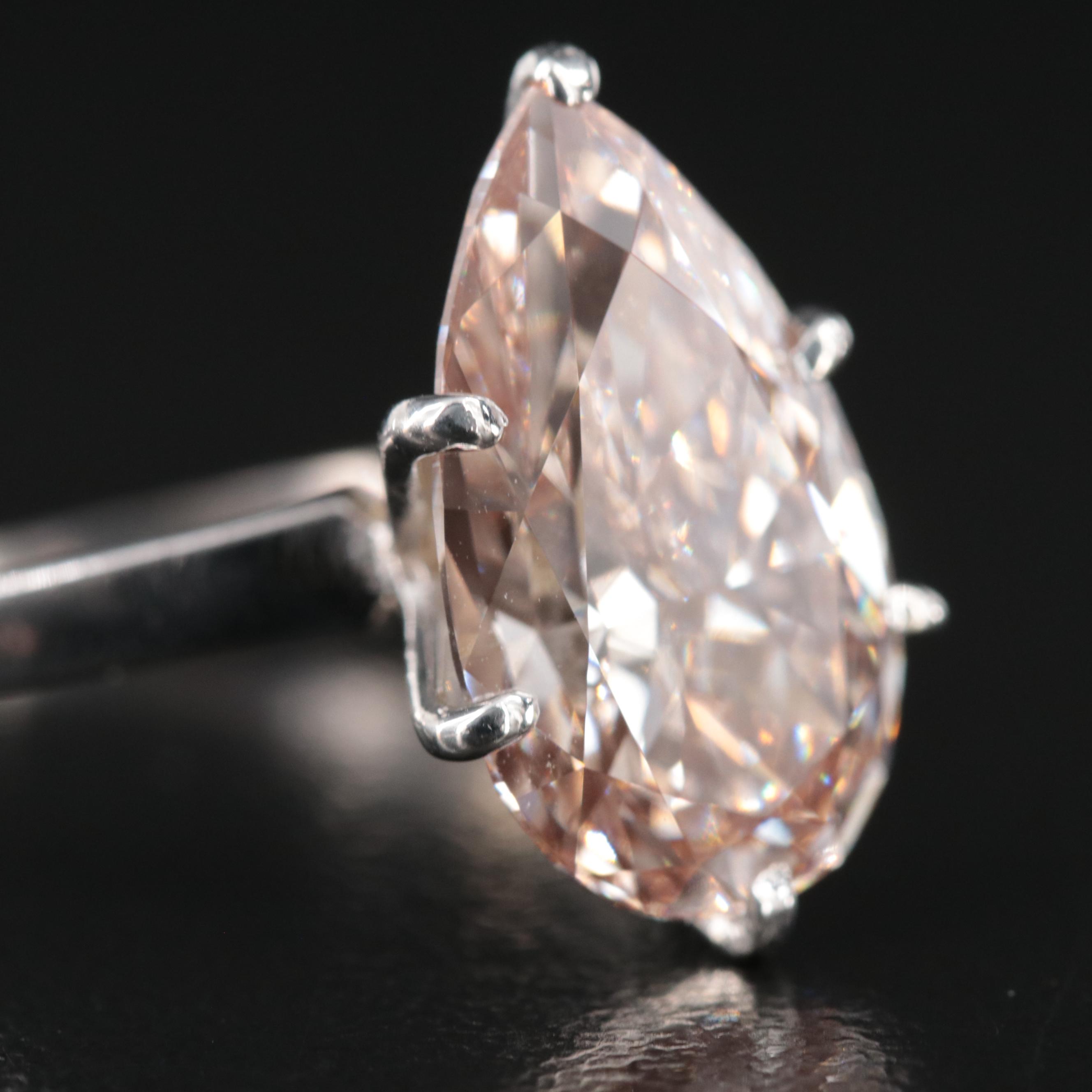 18K 5.23 CT (Origin Undetermined) Fancy Pink Diamond Solitaire Ring