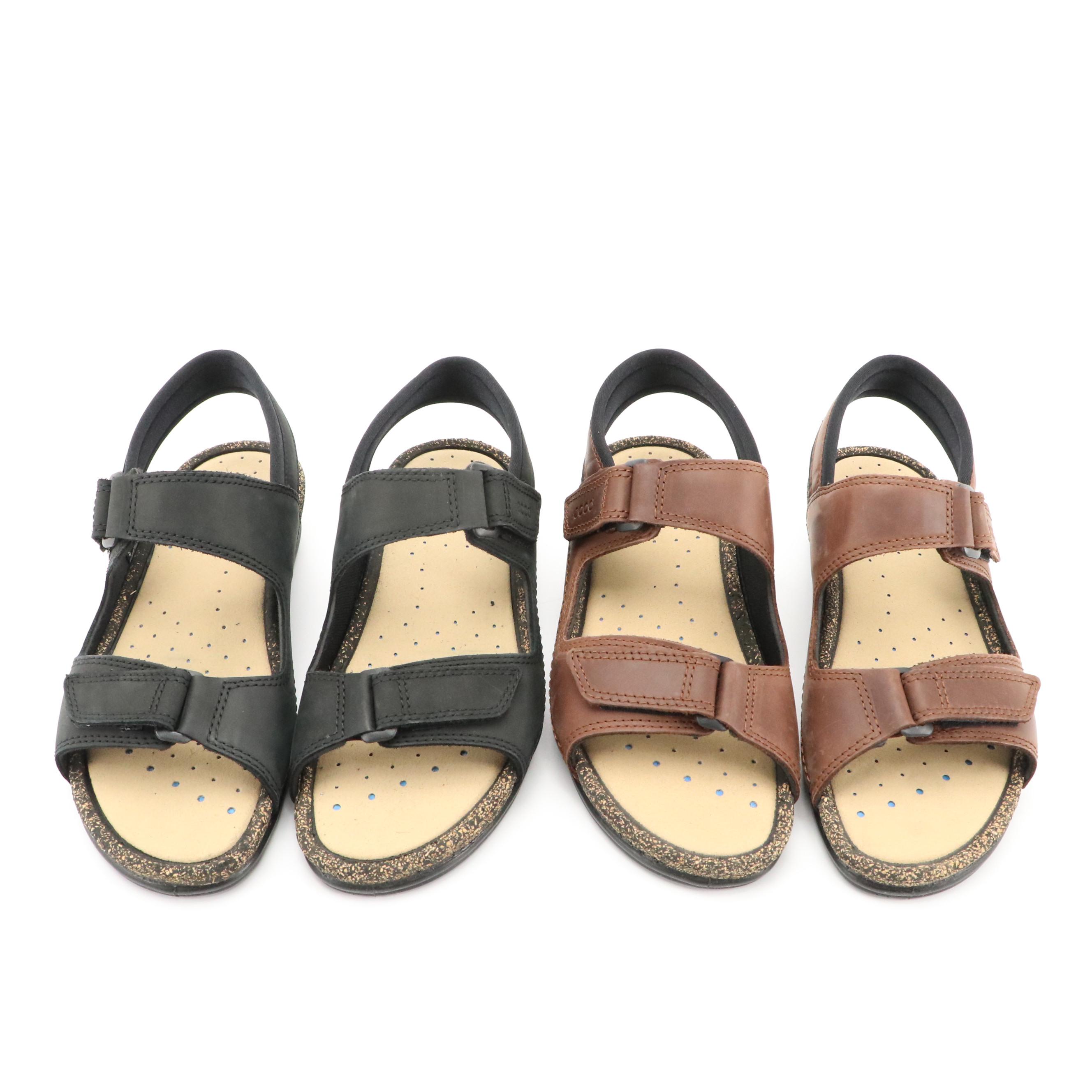 ECCO® Nubuck Leather Cosmo II Sandals with Boxes