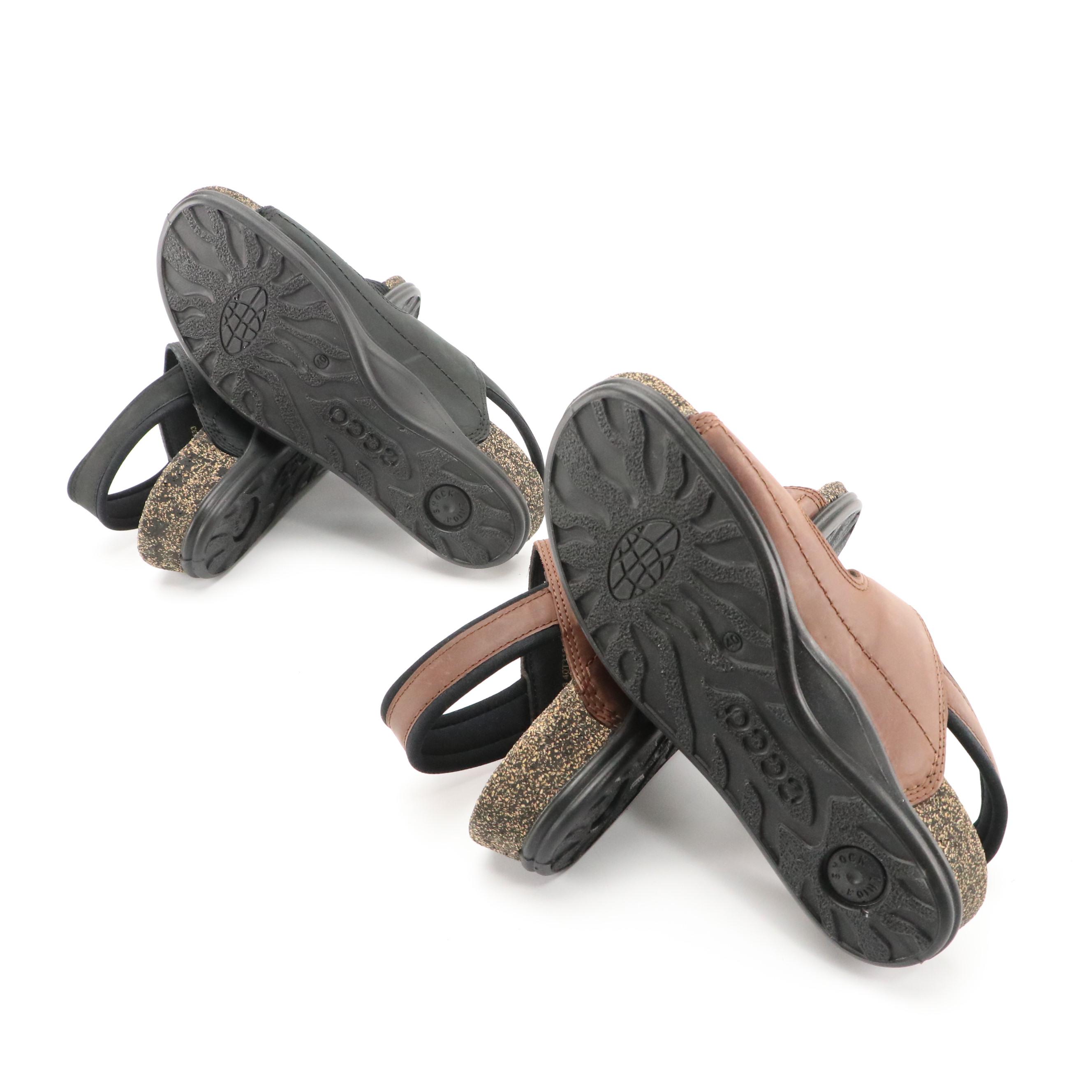 ECCO® Nubuck Leather Cosmo II Sandals with Boxes