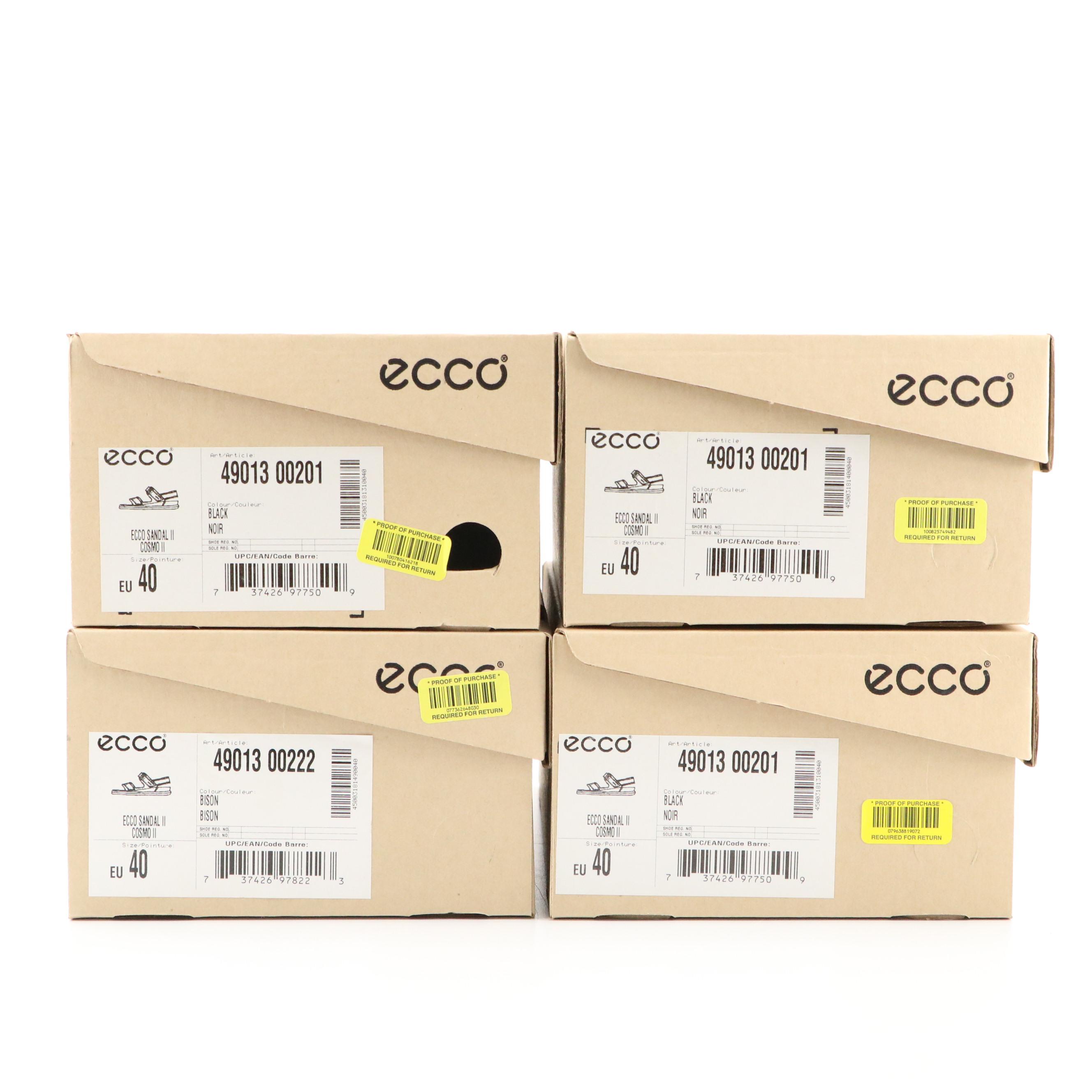 ECCO® Nubuck Leather Cosmo II Sandals with Boxes