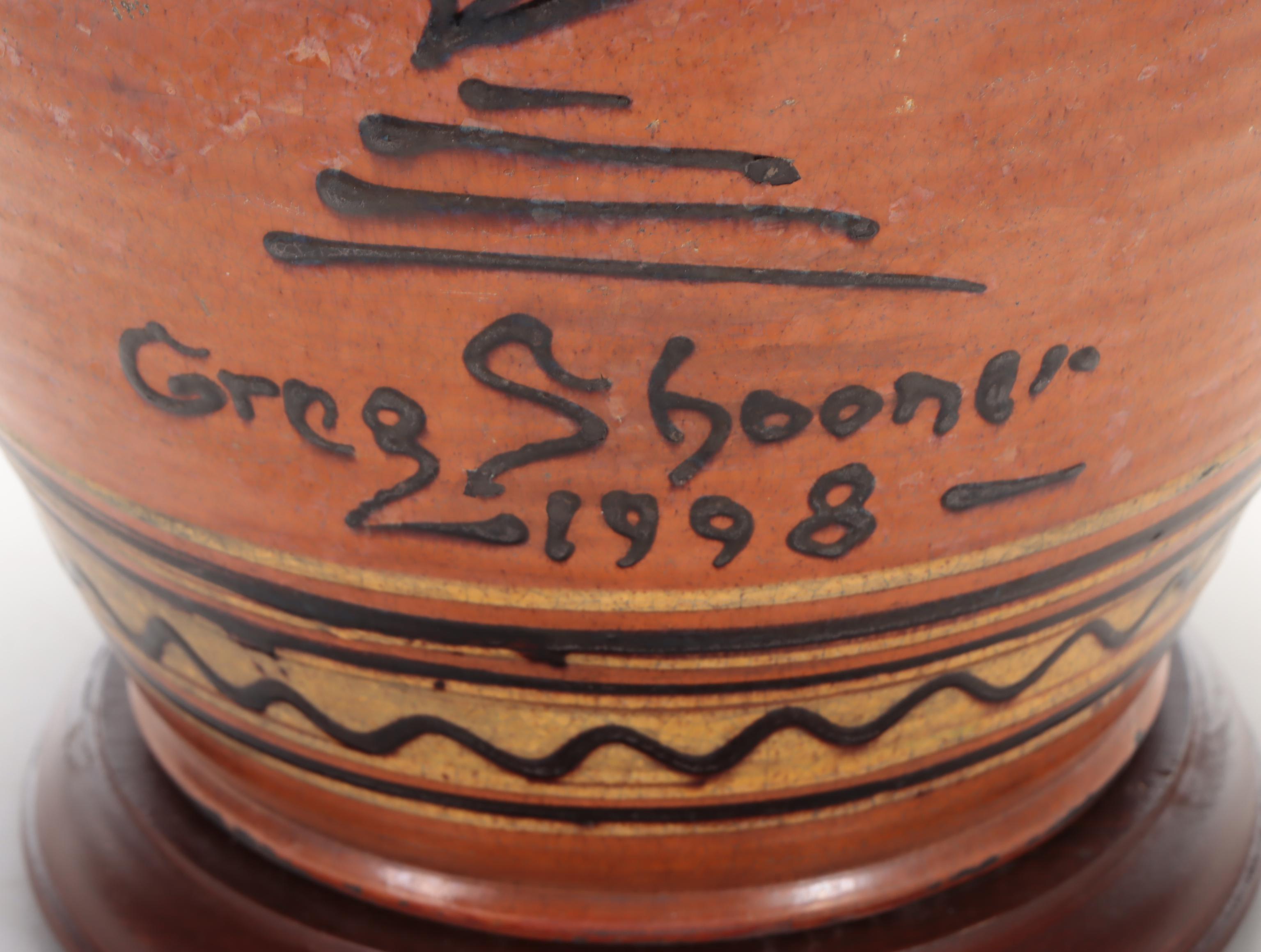 Greg Shooner Earthenware and Wood Table Lamp, 1998