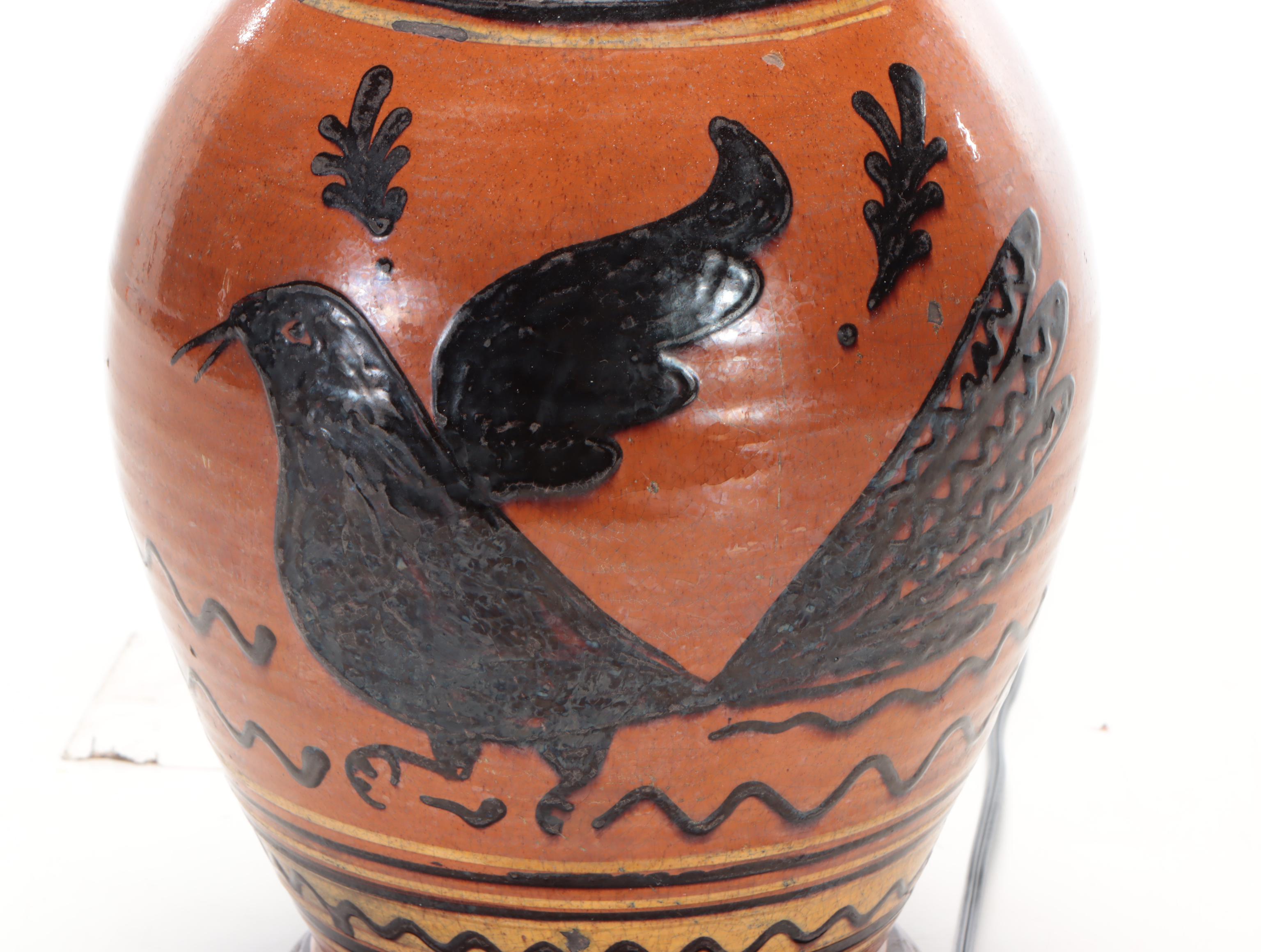 Greg Shooner Earthenware and Wood Table Lamp, 1998