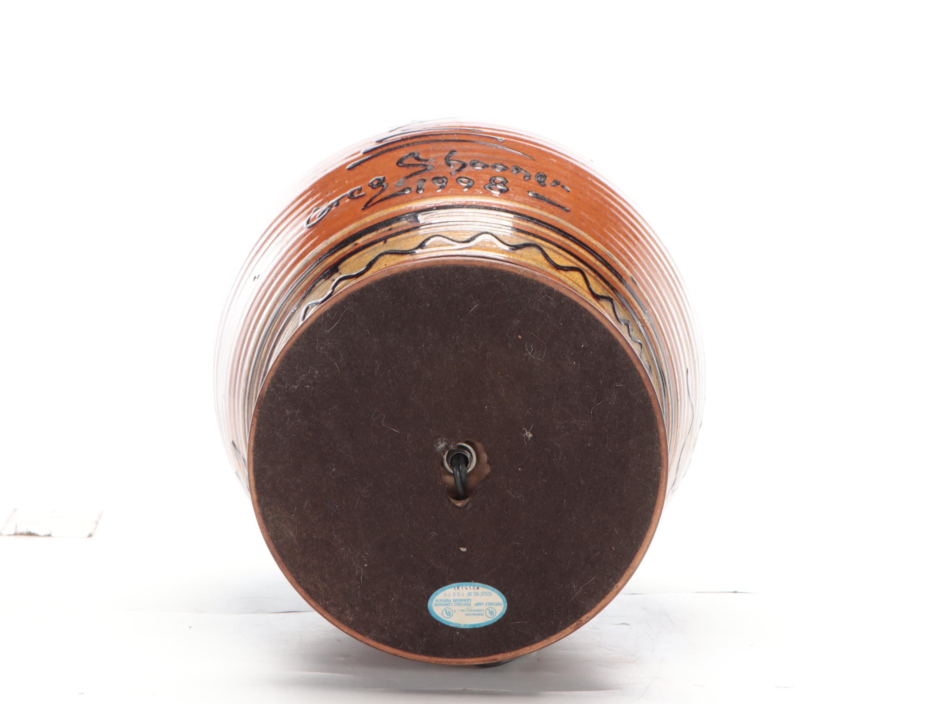 Greg Shooner Earthenware and Wood Table Lamp, 1998