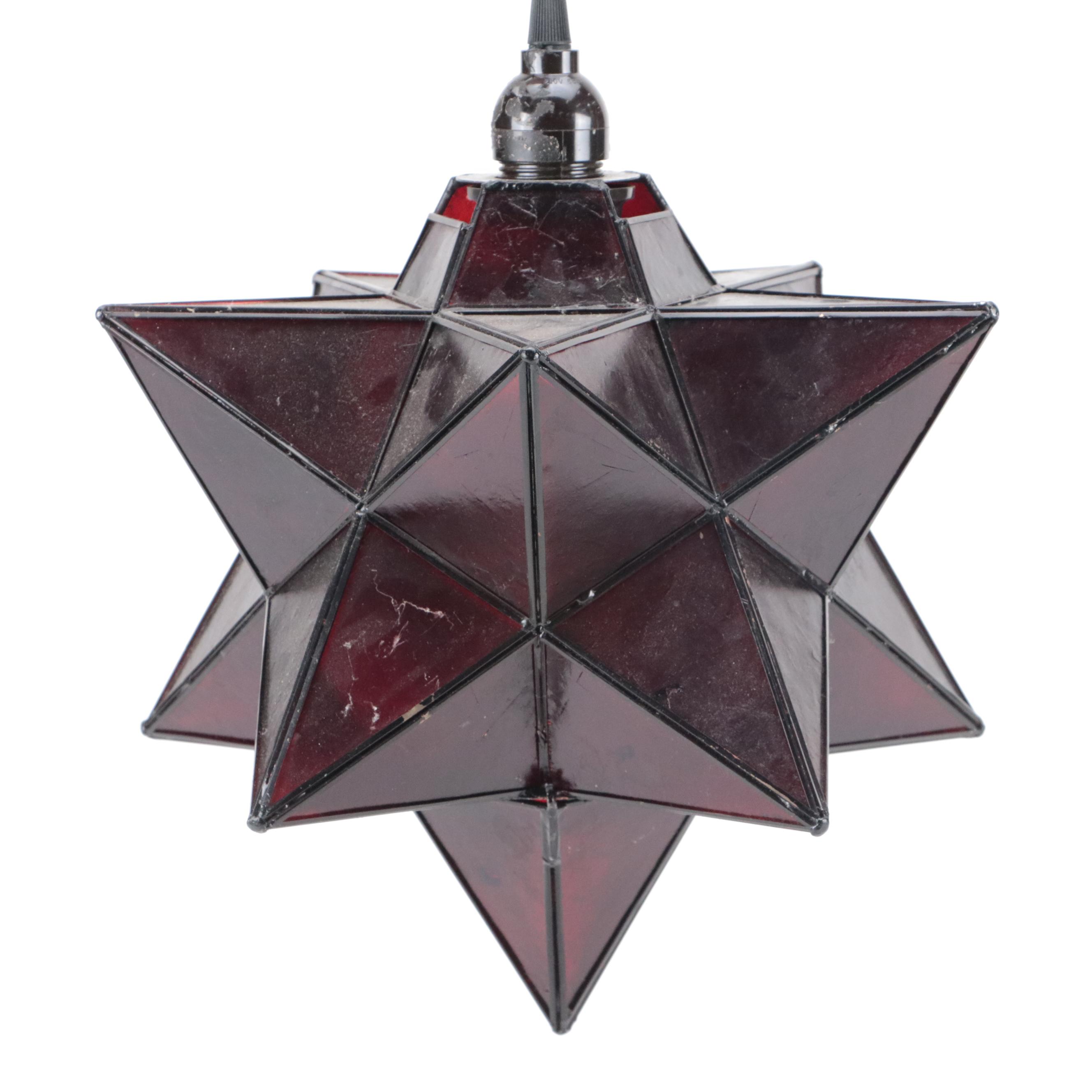 Red Glass Moravian Star Pendant Lamp