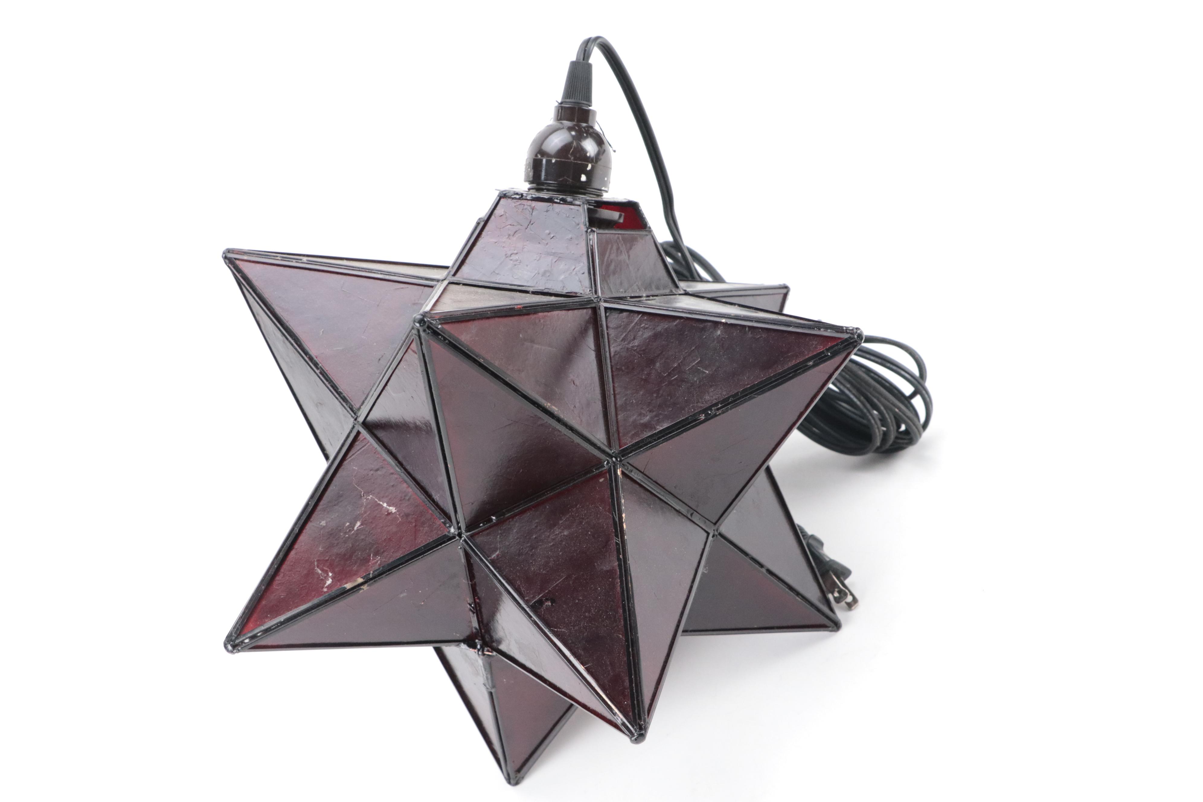 Red Glass Moravian Star Pendant Lamp