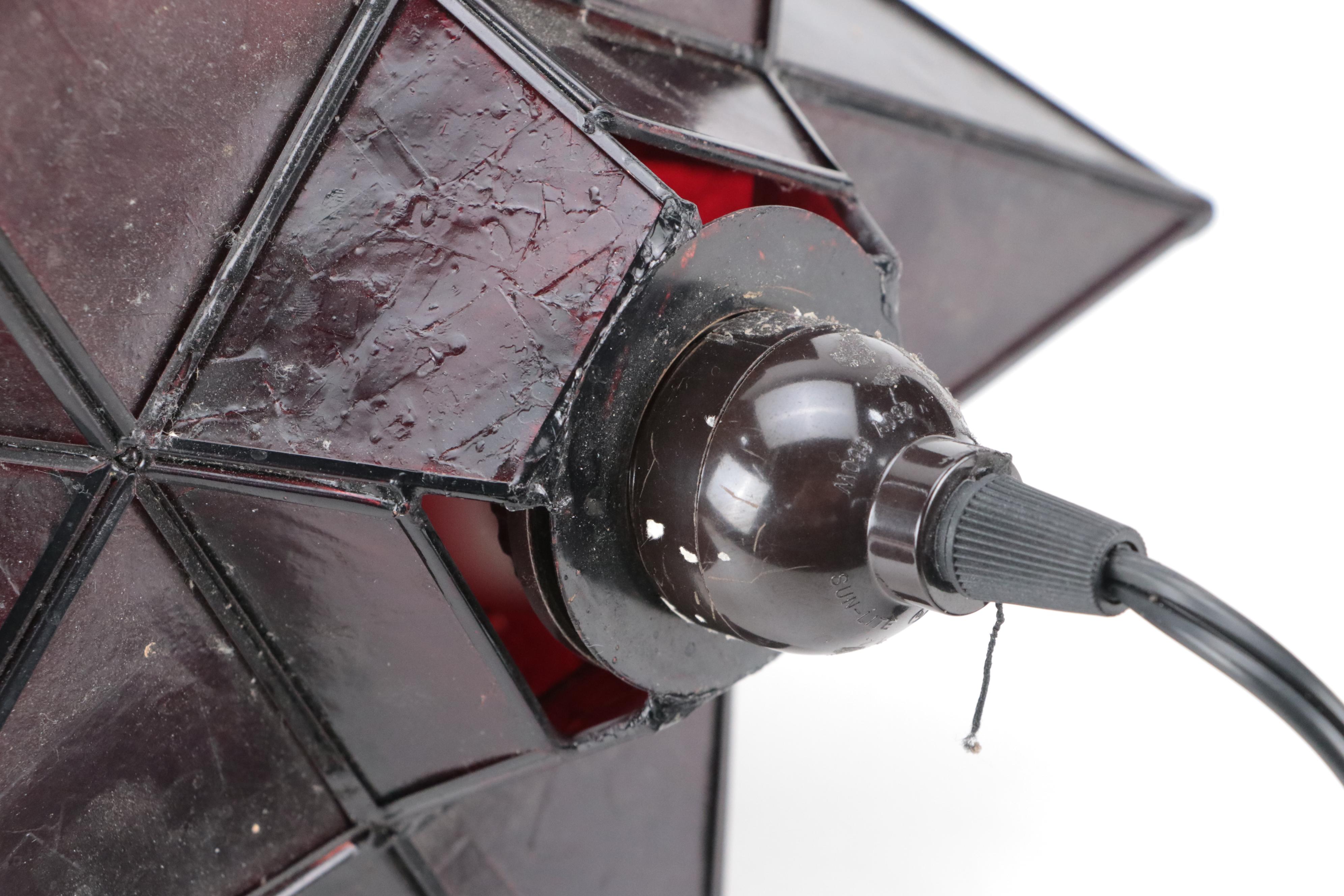 Red Glass Moravian Star Pendant Lamp