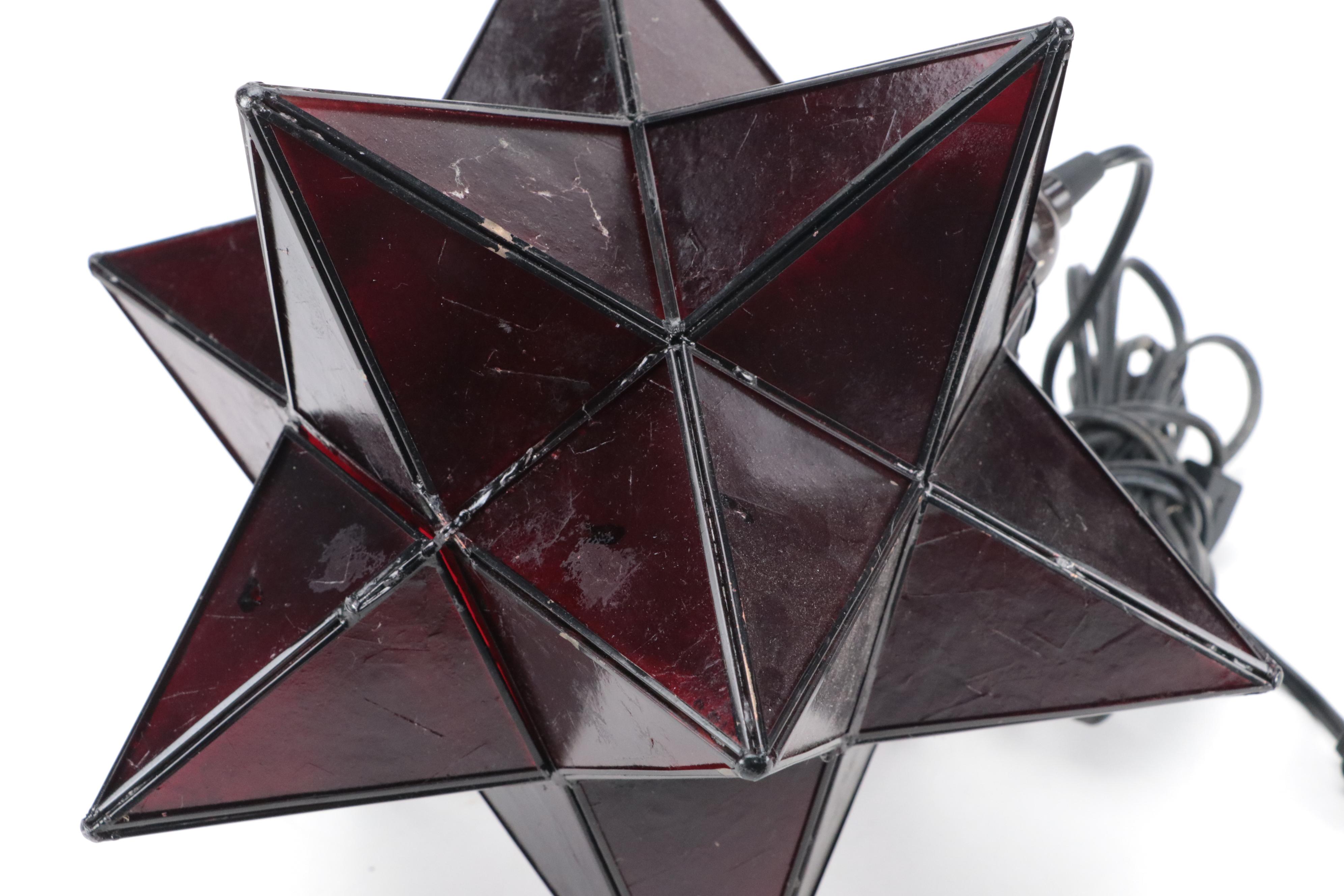 Red Glass Moravian Star Pendant Lamp
