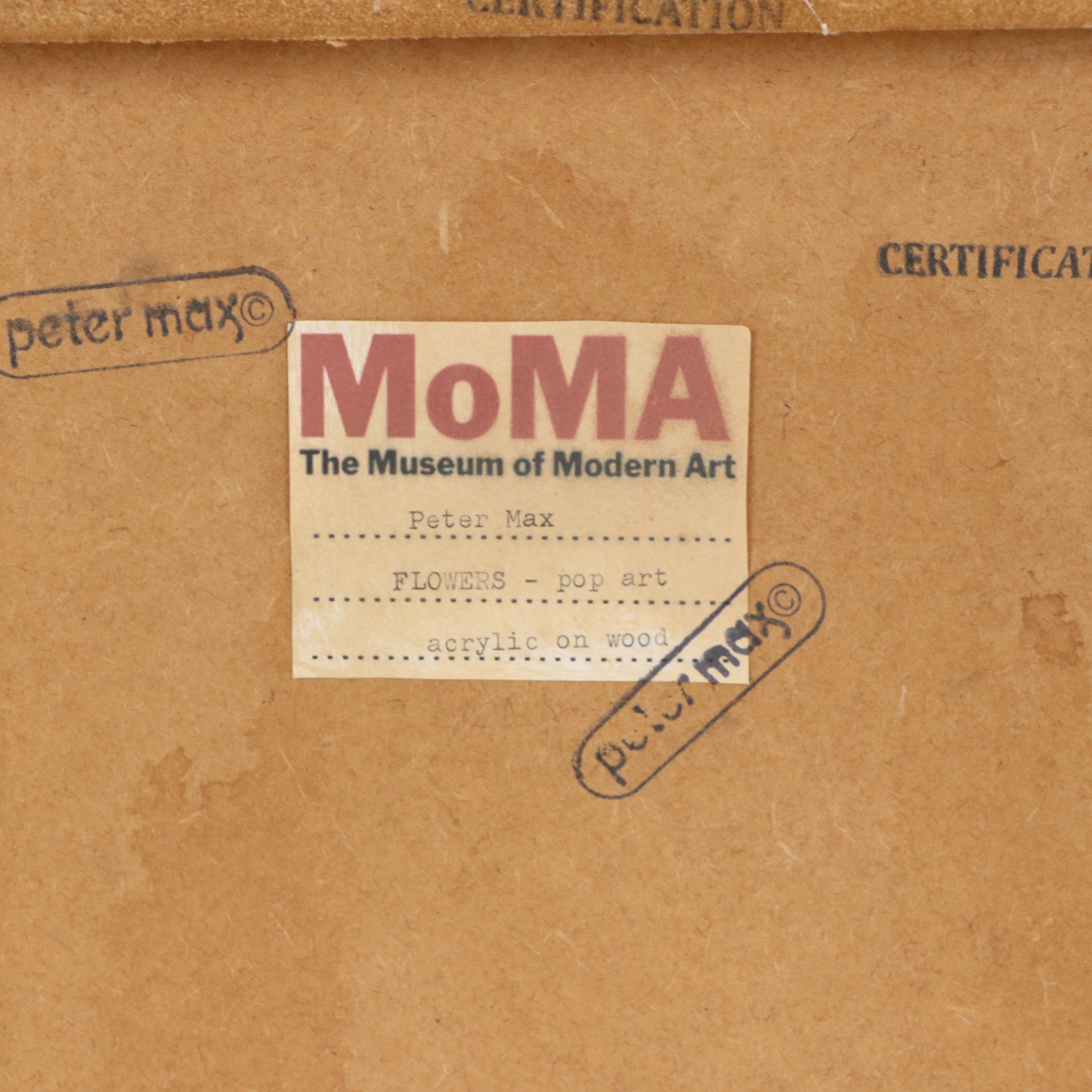 Peter Max Floral Still Life Acrylic Painting "Flowers"