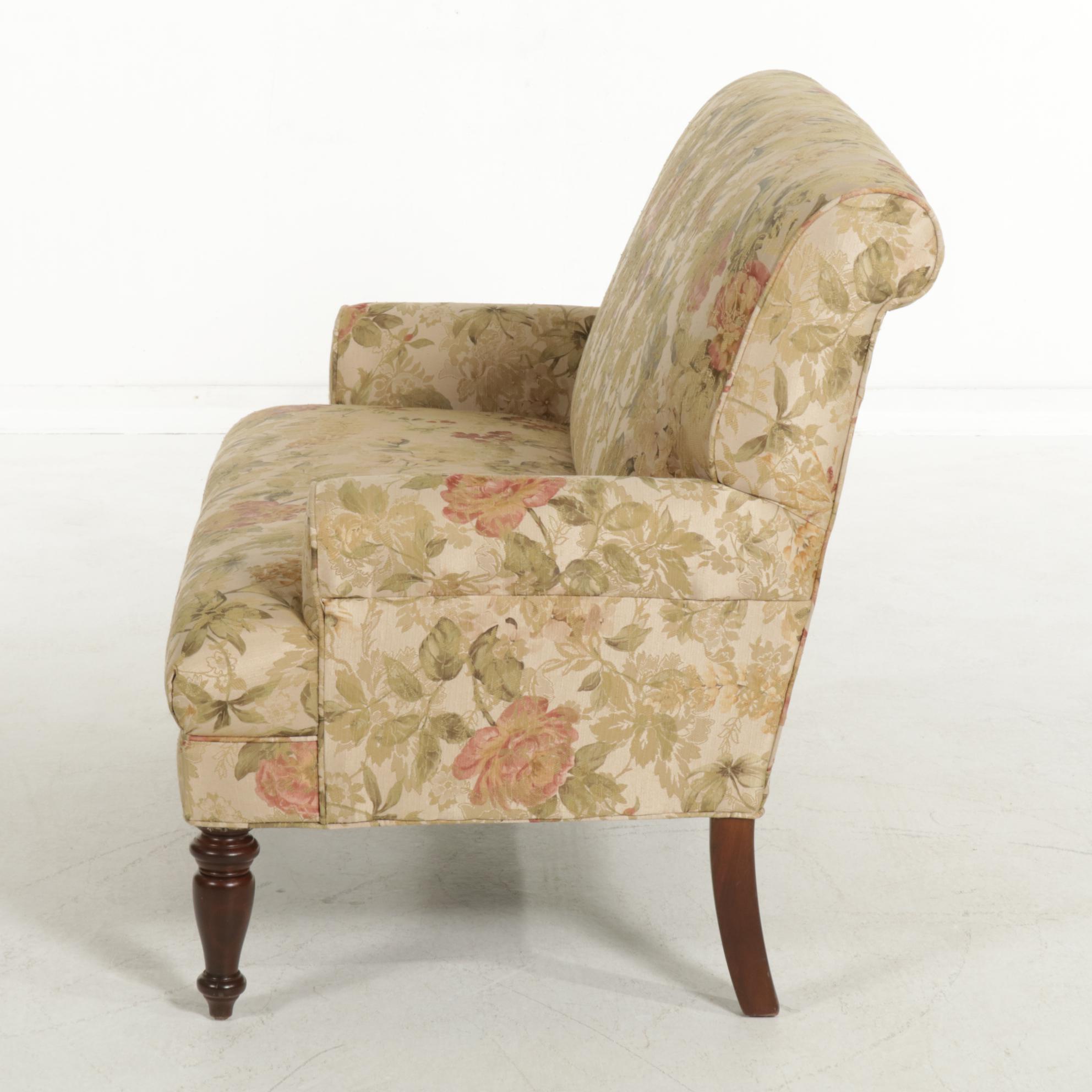 Regency Style Floral-Upholstered Loveseat
