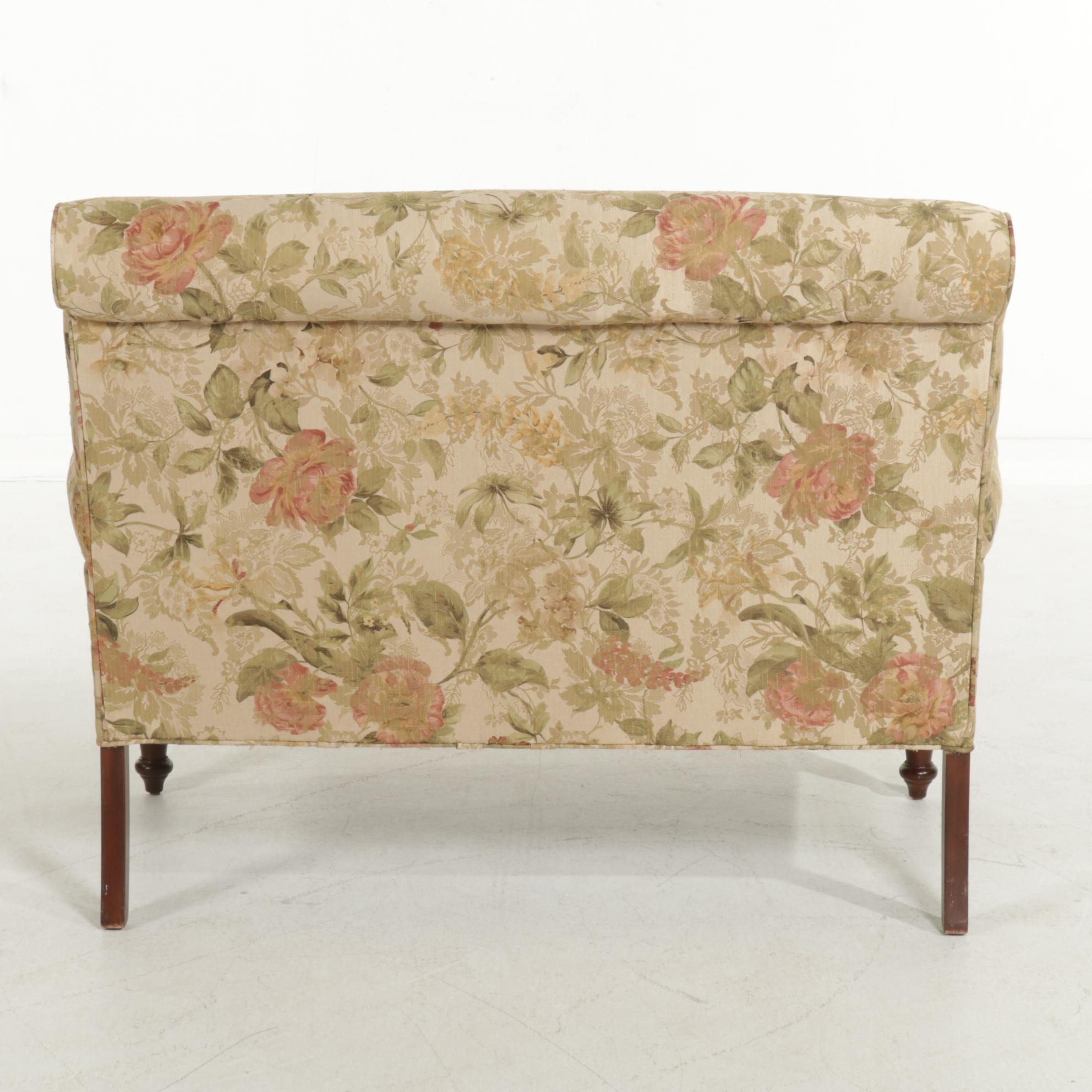 Regency Style Floral-Upholstered Loveseat