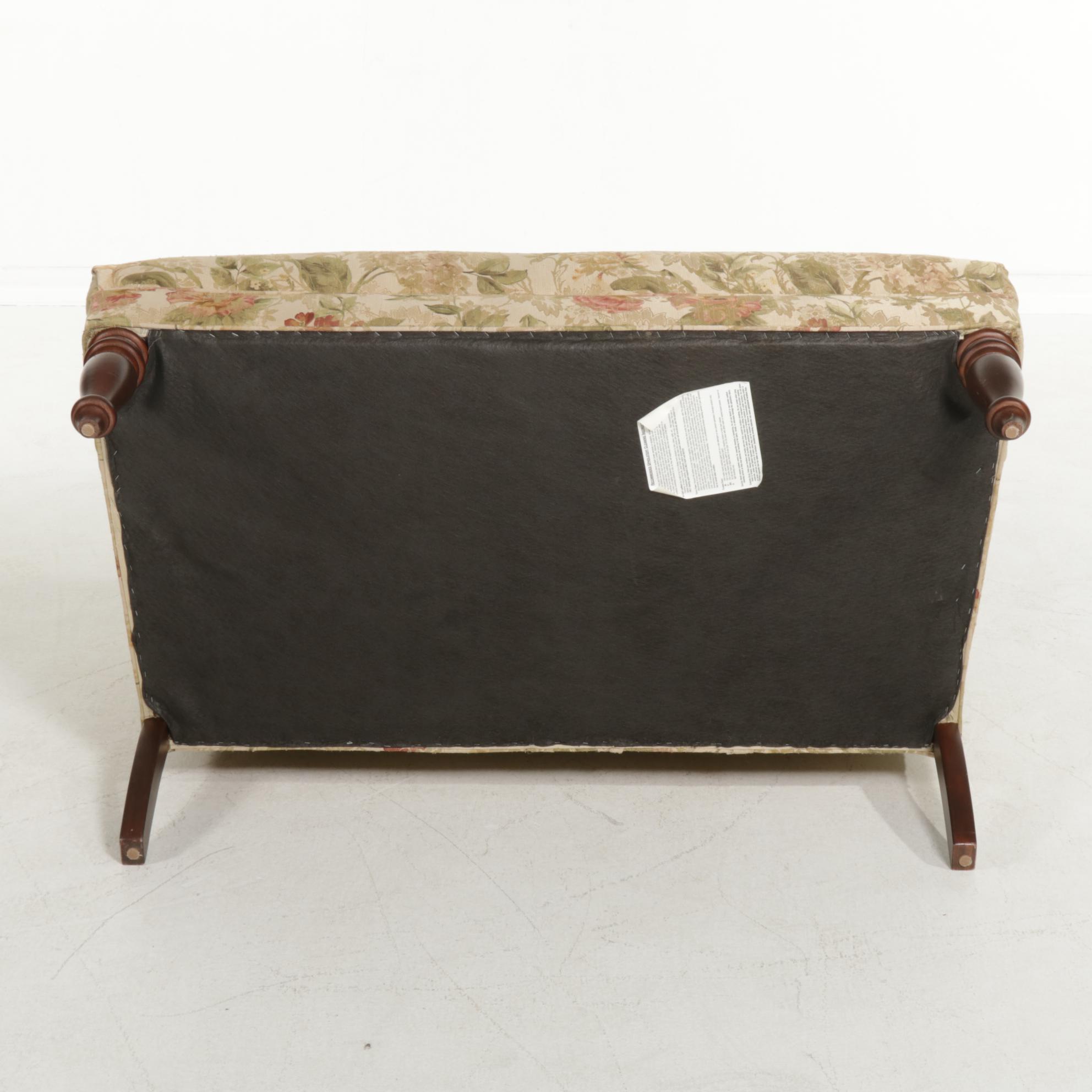 Regency Style Floral-Upholstered Loveseat
