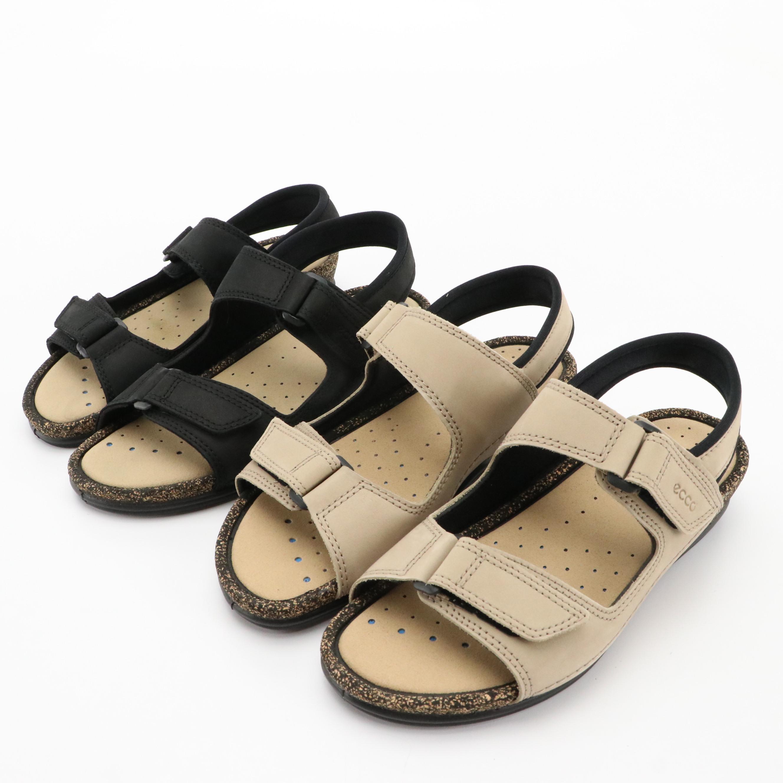 ECCO® Nubuck Leather Cosmo II Sandals with Boxes