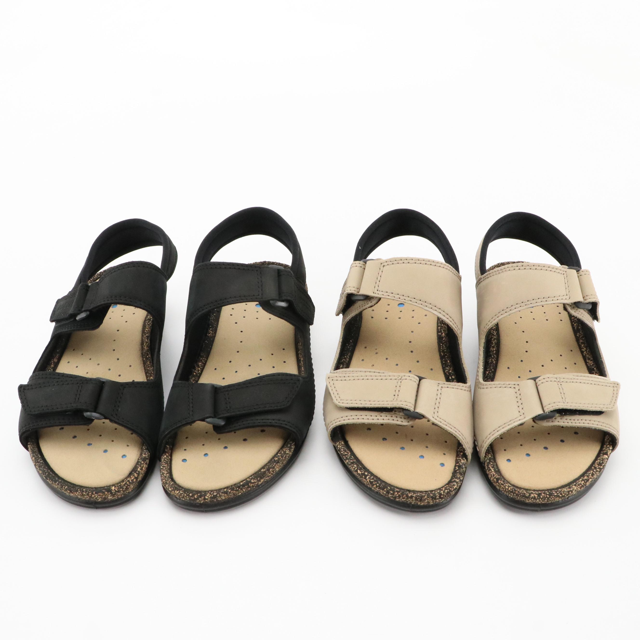 ECCO® Nubuck Leather Cosmo II Sandals with Boxes