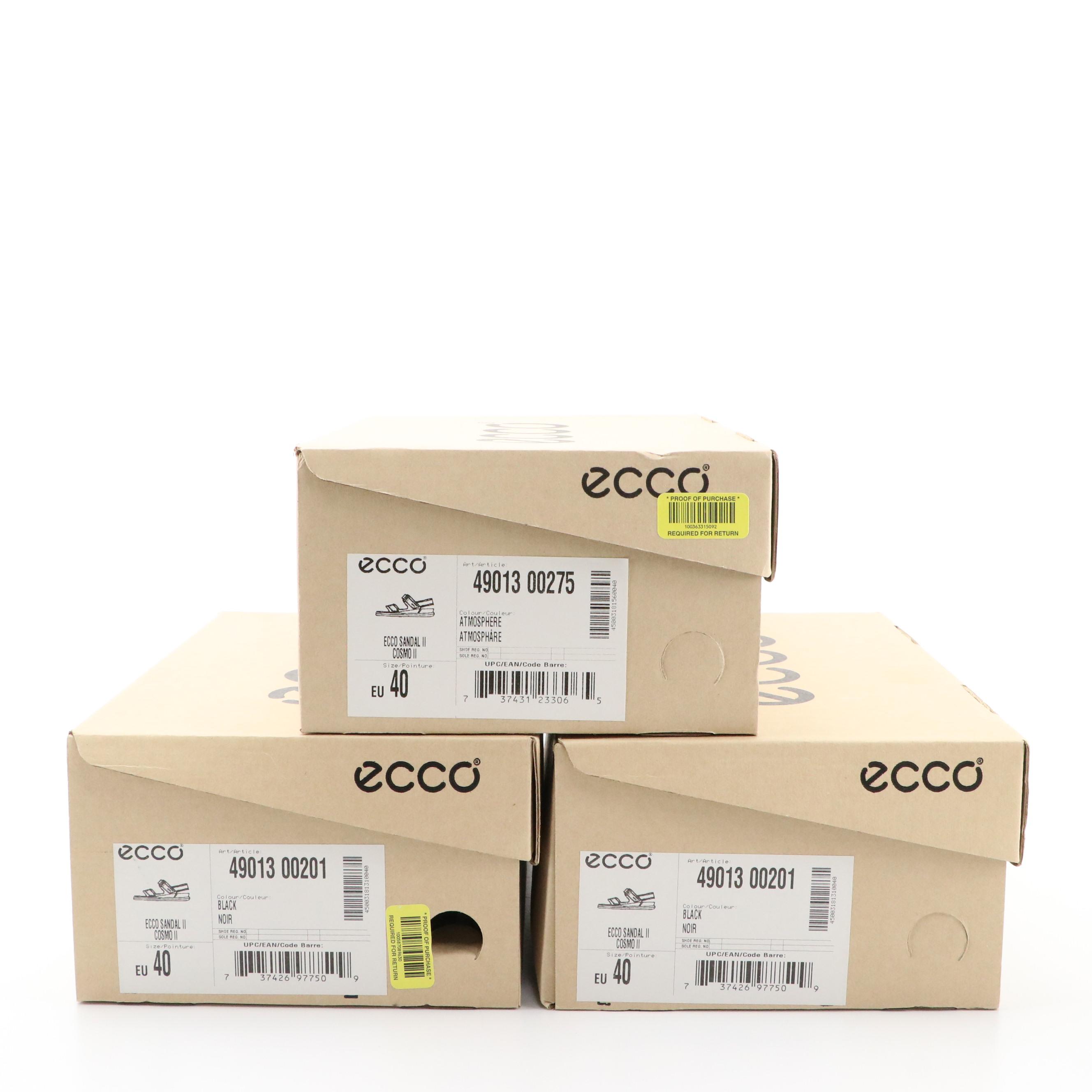 ECCO® Nubuck Leather Cosmo II Sandals with Boxes