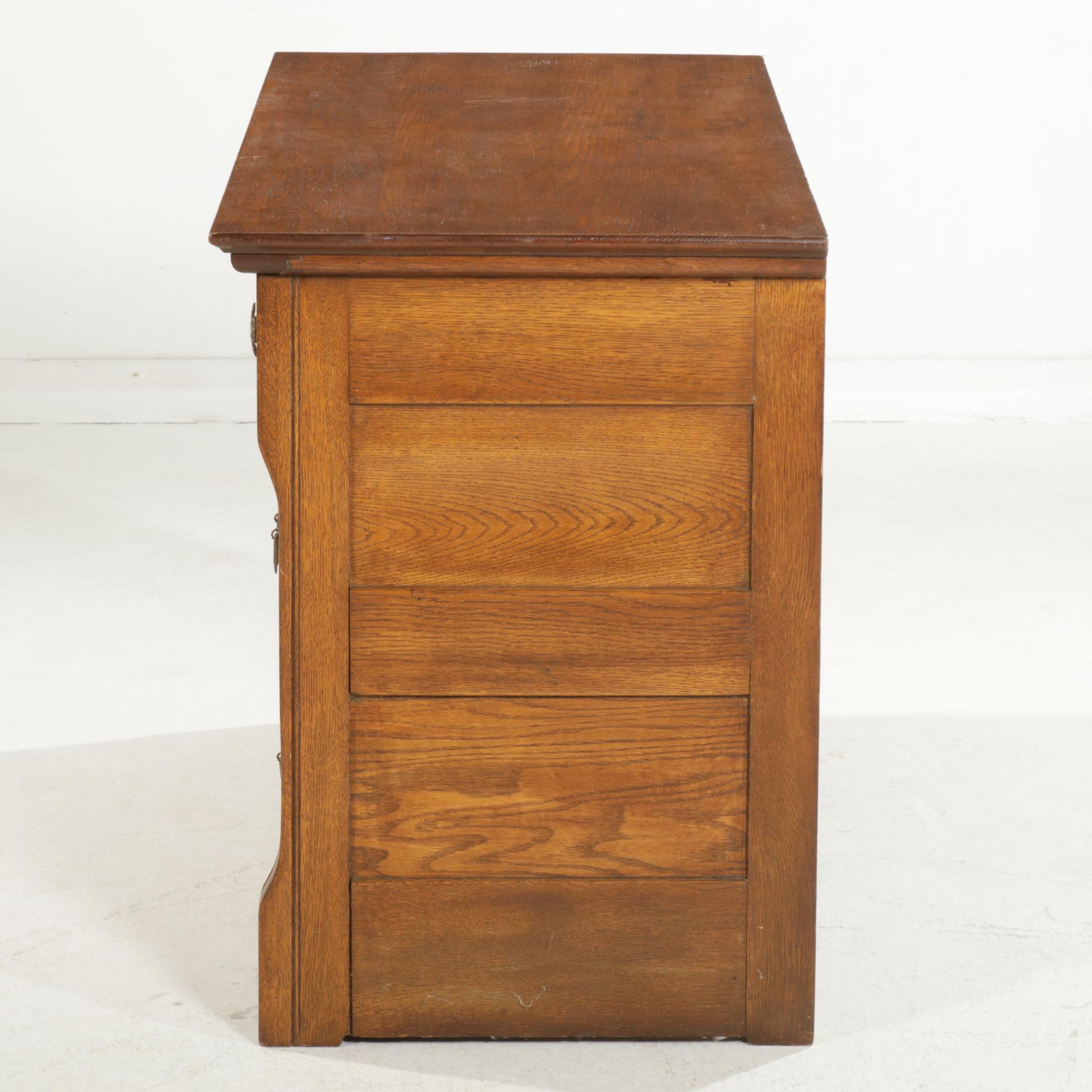 Late Victorian Oak Five-Drawer Chest, Circa 1900