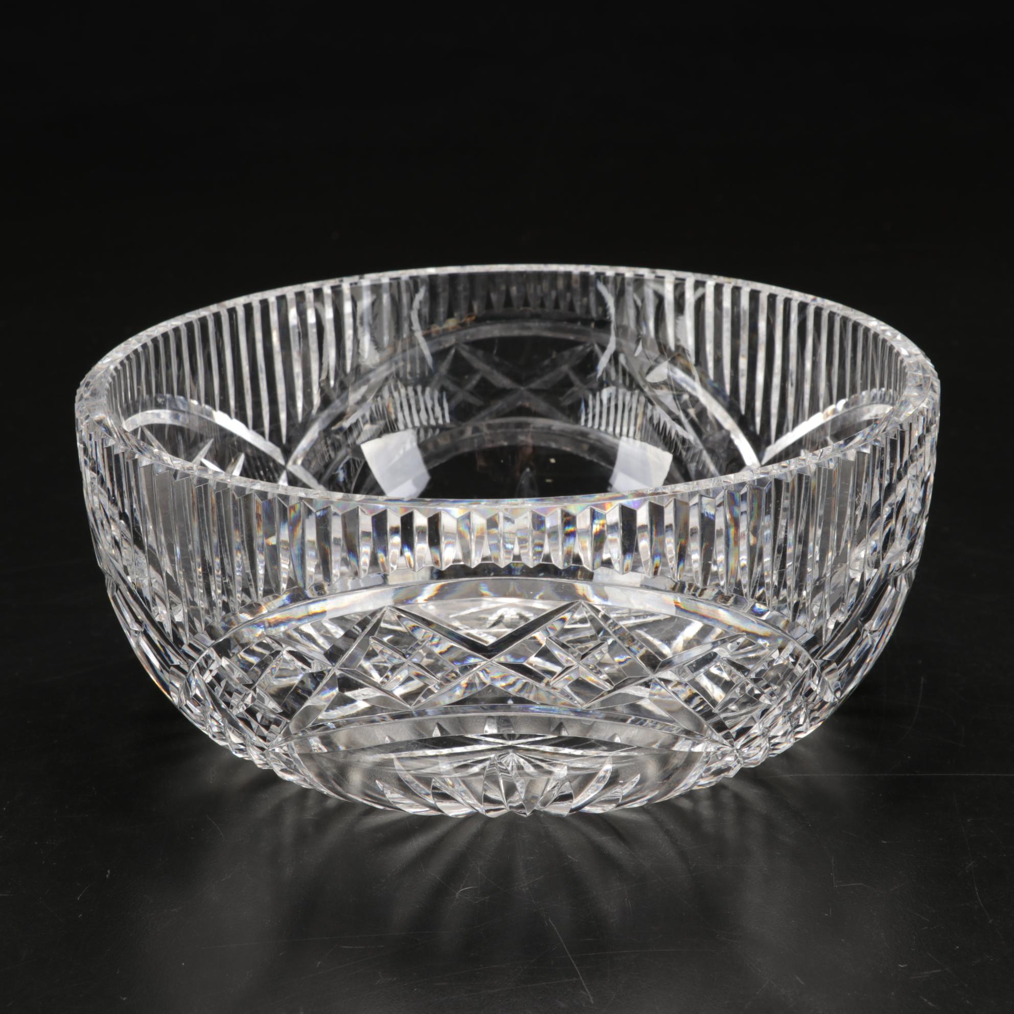 Waterford "Archive" Diamond Faceted Crystal Bowl and Coordinating Waterford Bowl