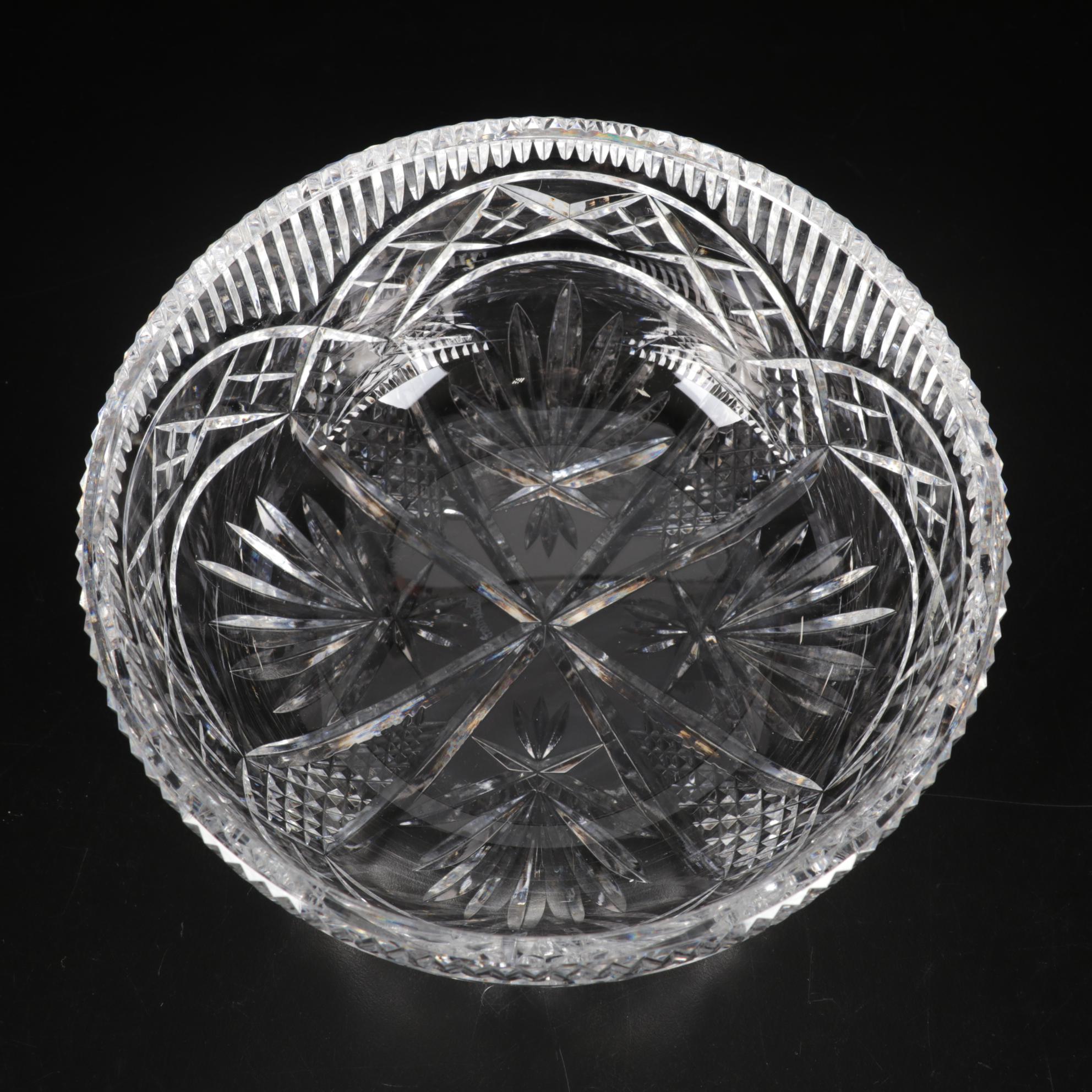 Waterford "Archive" Diamond Faceted Crystal Bowl and Coordinating Waterford Bowl