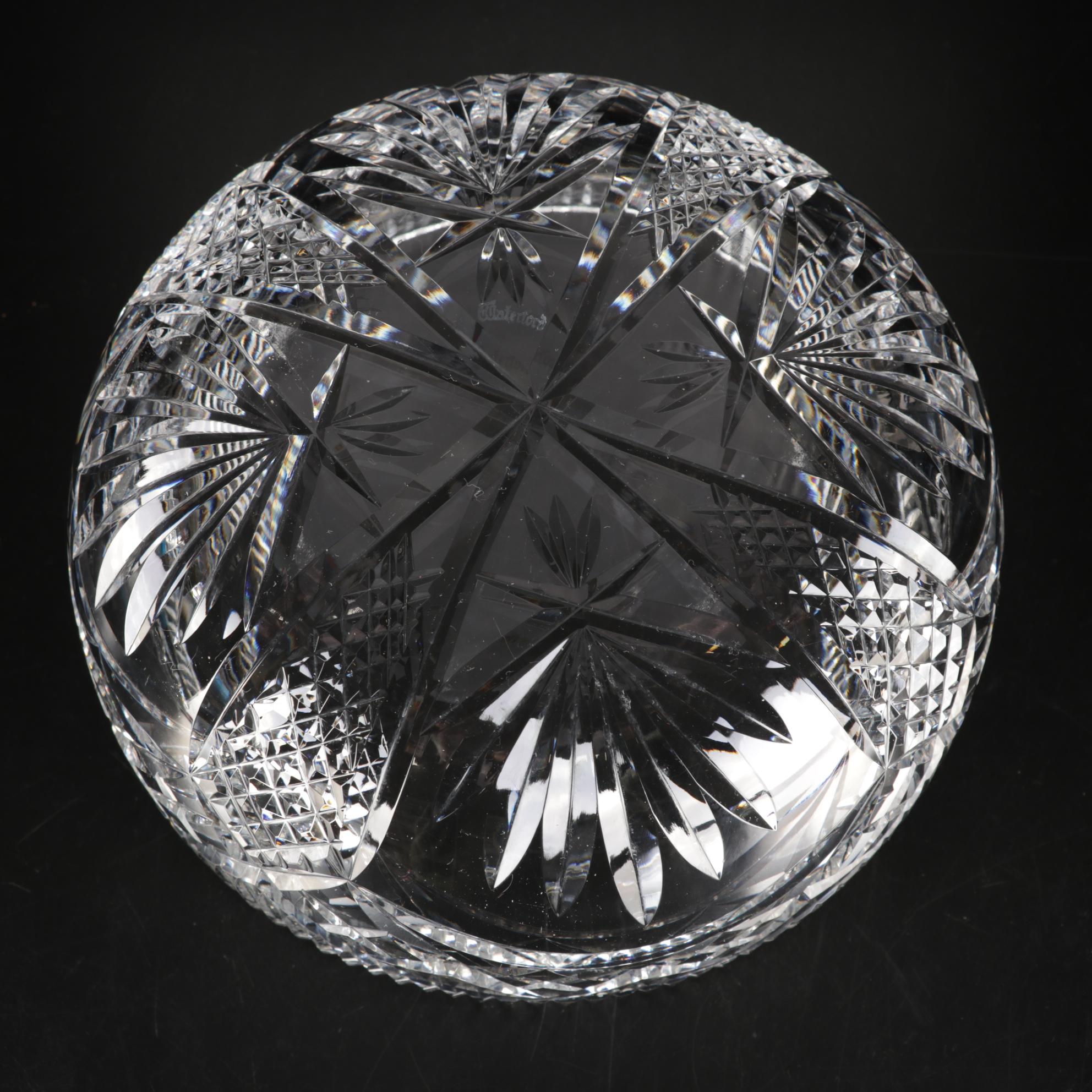 Waterford "Archive" Diamond Faceted Crystal Bowl and Coordinating Waterford Bowl