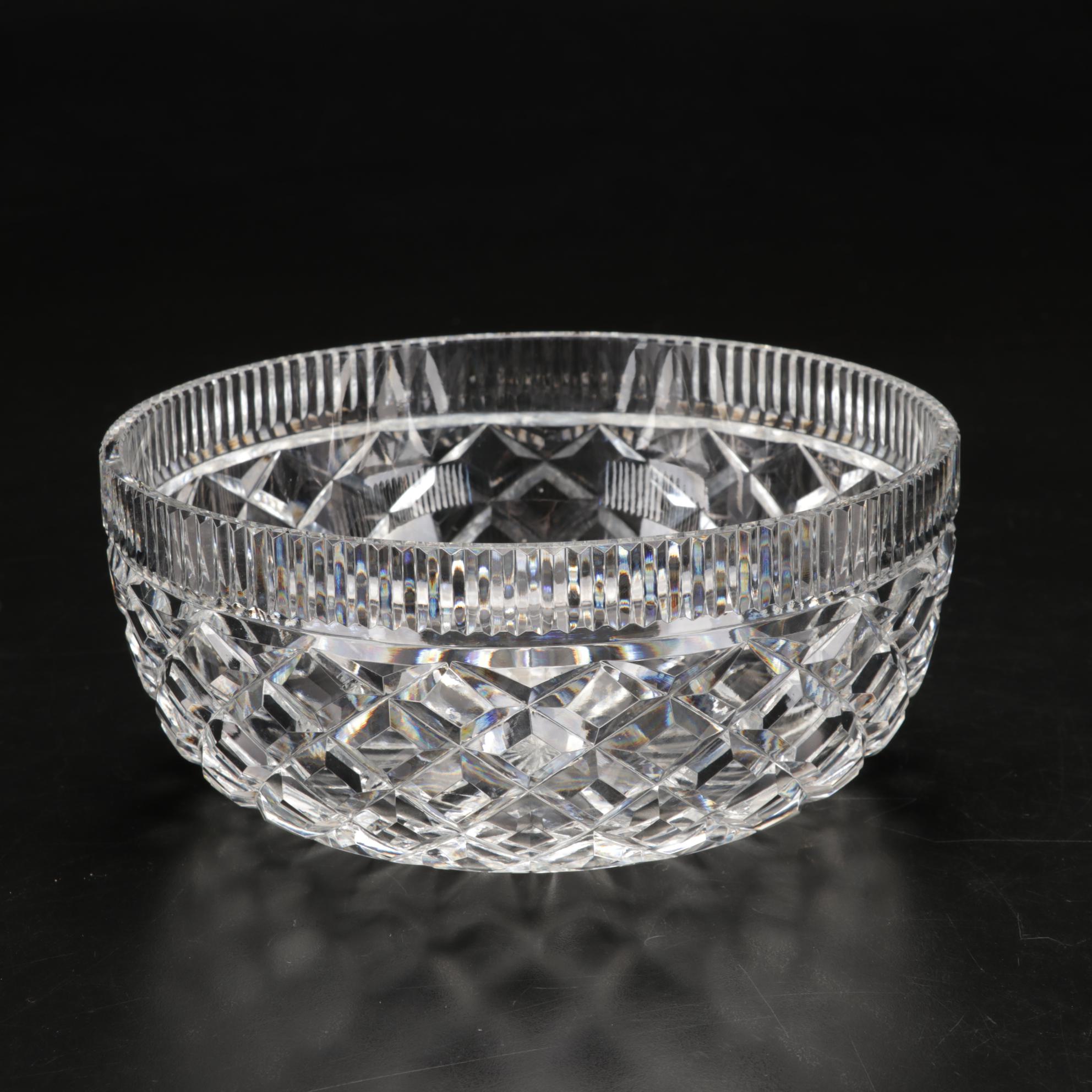 Waterford "Archive" Diamond Faceted Crystal Bowl and Coordinating Waterford Bowl