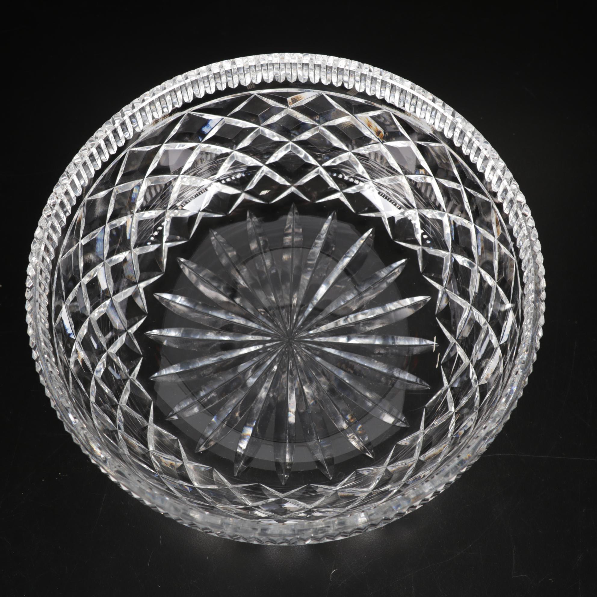 Waterford "Archive" Diamond Faceted Crystal Bowl and Coordinating Waterford Bowl