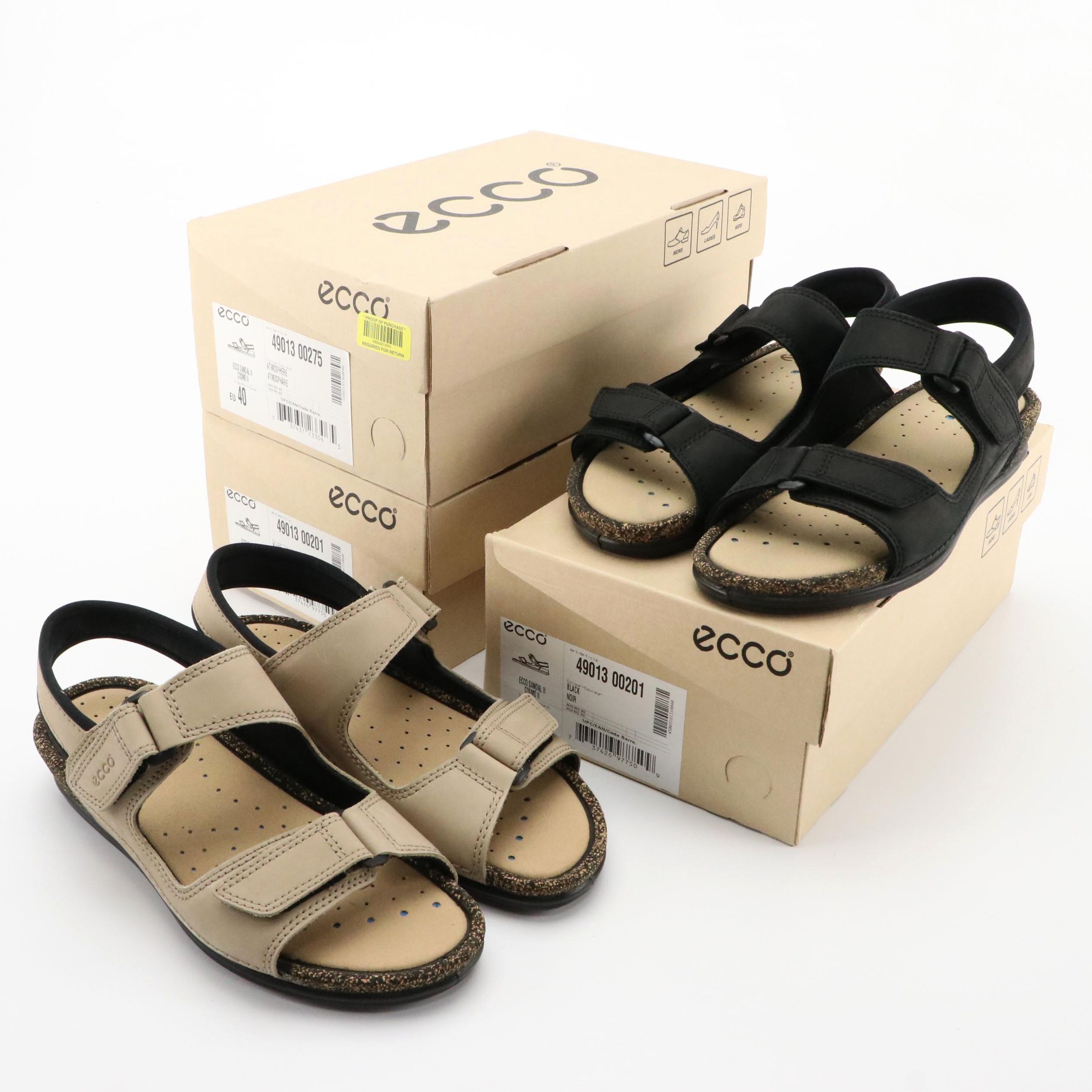 ECCO® Nubuck Leather Cosmo II Sandals with Boxes