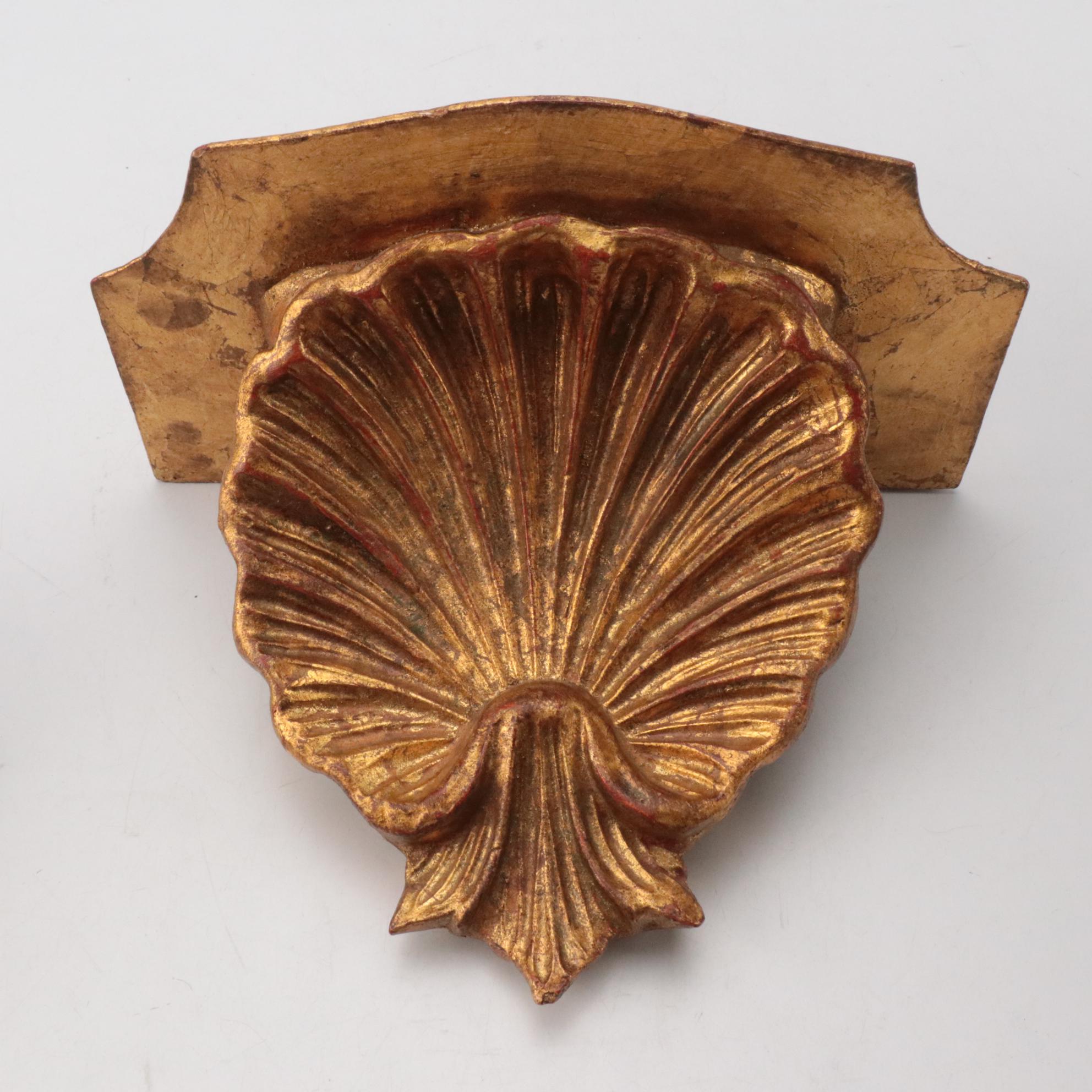 Neoclassical Wall Shelves  with Candlescones, Figurines and Other Decor