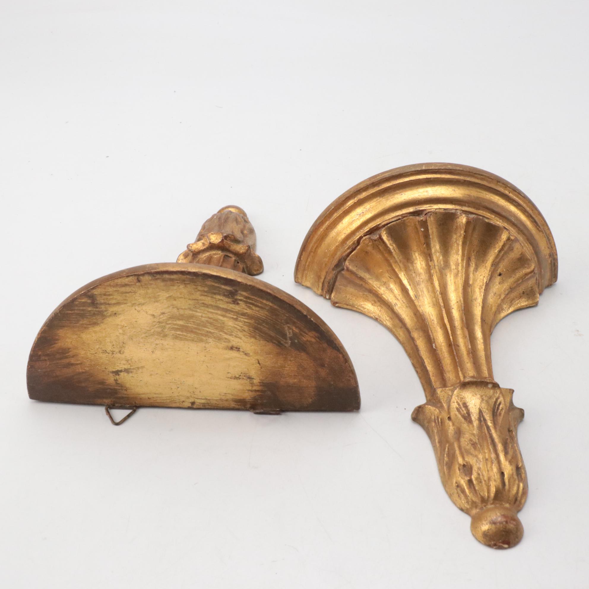 Neoclassical Wall Shelves  with Candlescones, Figurines and Other Decor